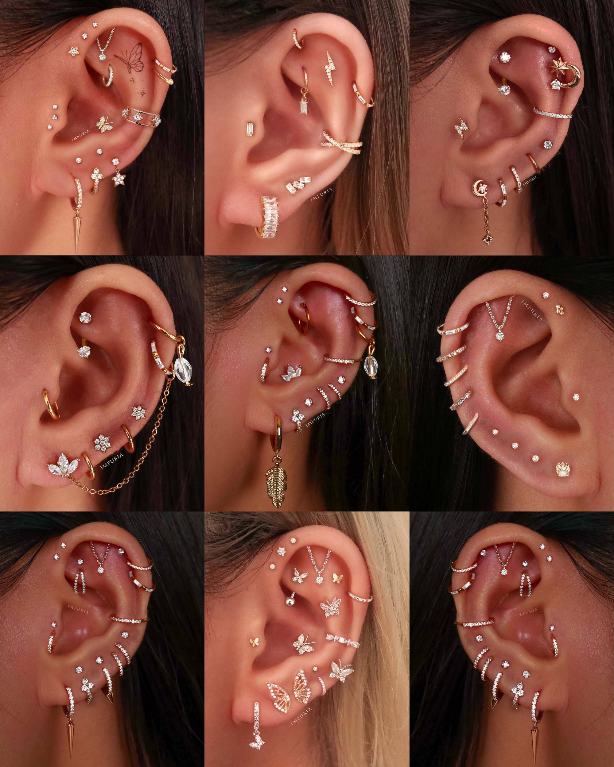 Cartilage Hoop Ring Earring Clicker Baguette Crystals Multiple Ear Piercing Curation Ideas for Women - www.Impuria.com #earpiercings