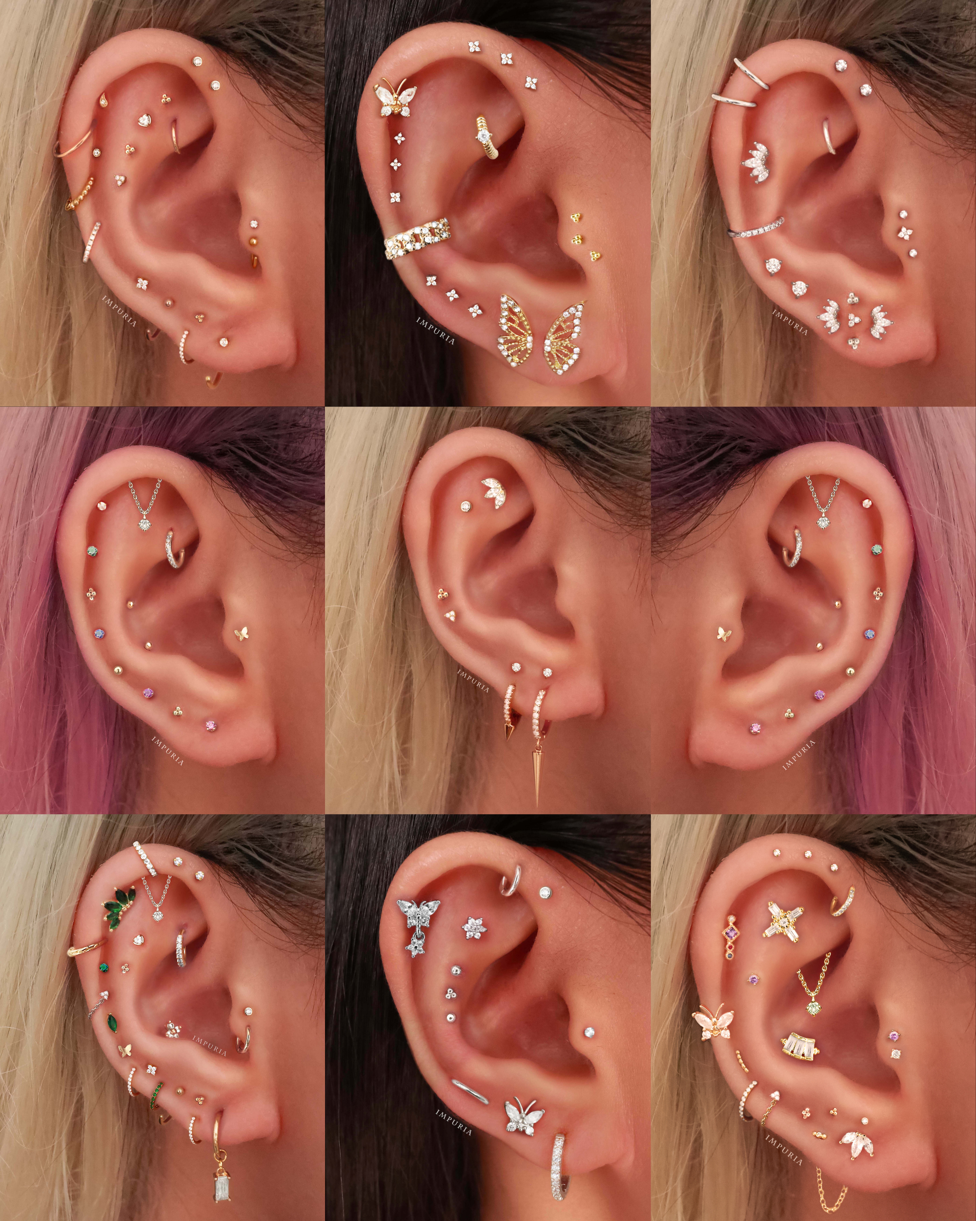 Stainless Steel Trinity Cartilage Earring Stud Cute Multiple Ear Piercing Curation Ideas for Women - www.Impuria.com #earpiercings
