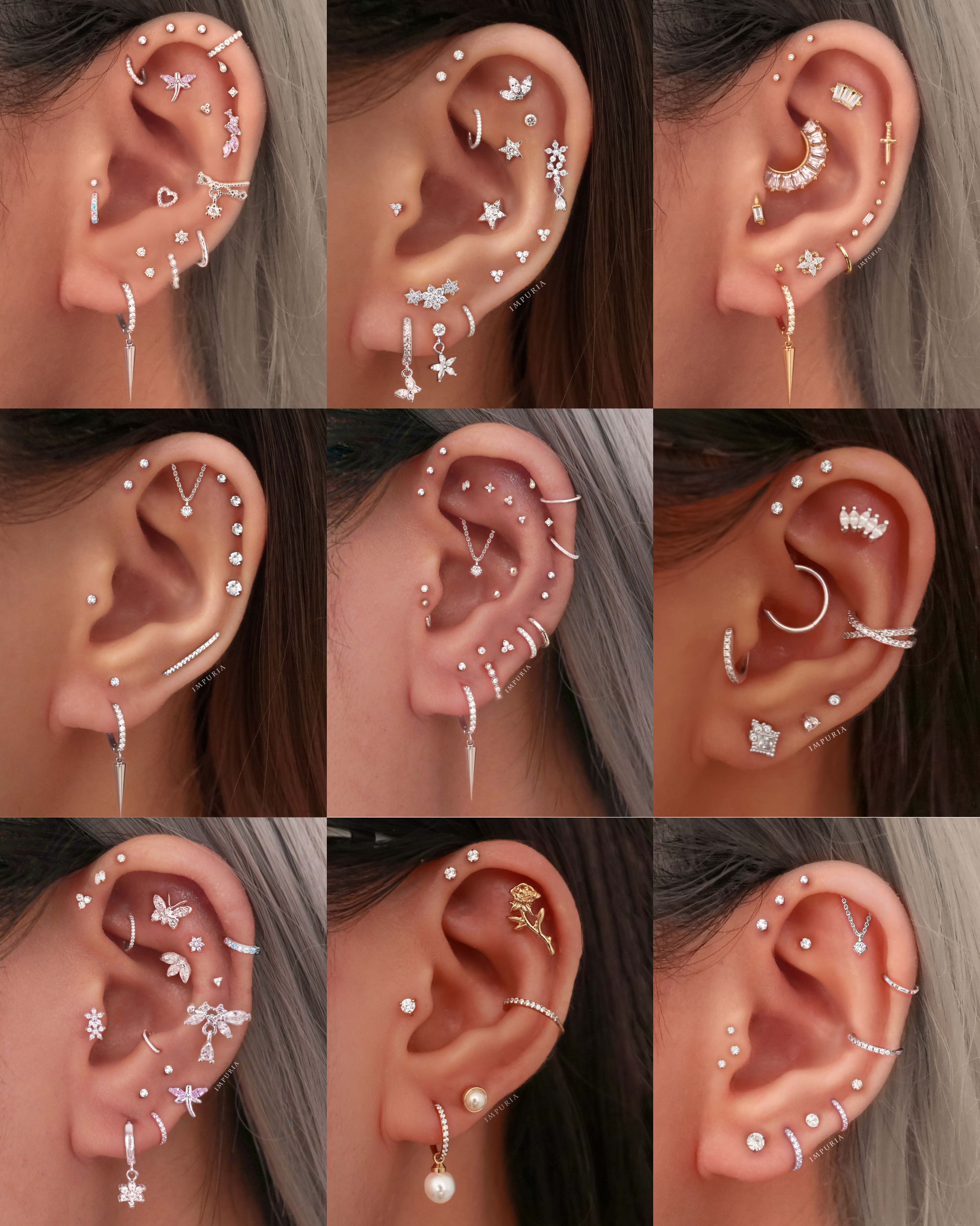 Cute Multiple Ear Piercing Curation Ideas for Women Cartilage Earrings for Women - www.Impuria.com #earpiercing