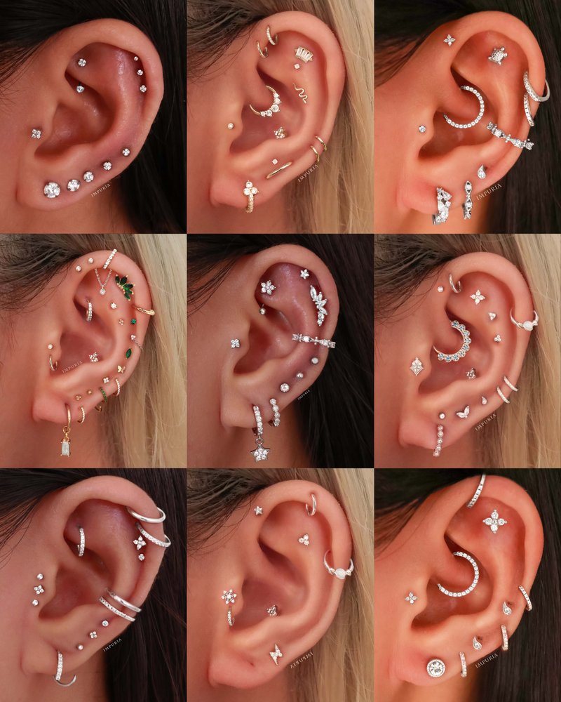 Cute Clover Flower Cartilage Earring Helix Studs Ear Piercing Ideas - www.Impuria.com