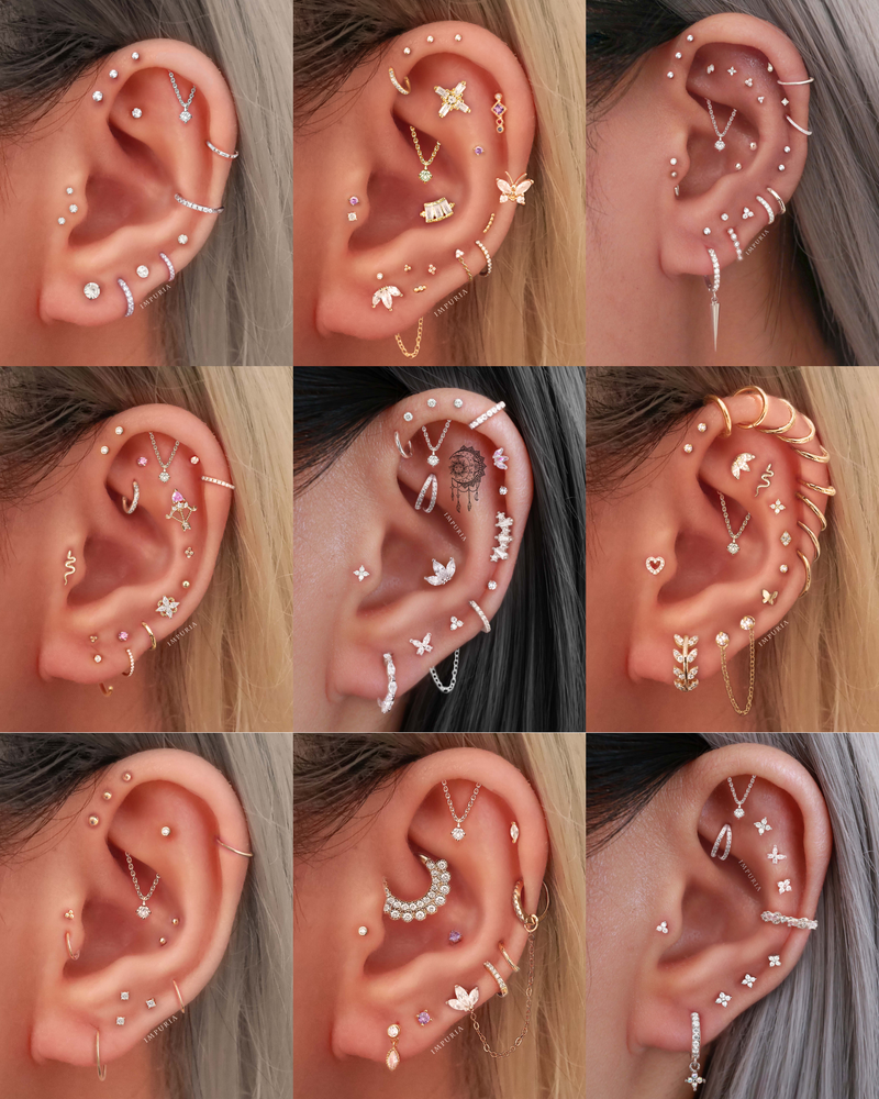 Hidden Helix Ear Piercing Jewelry Cartilage Earring Stud - www.Impuria.com