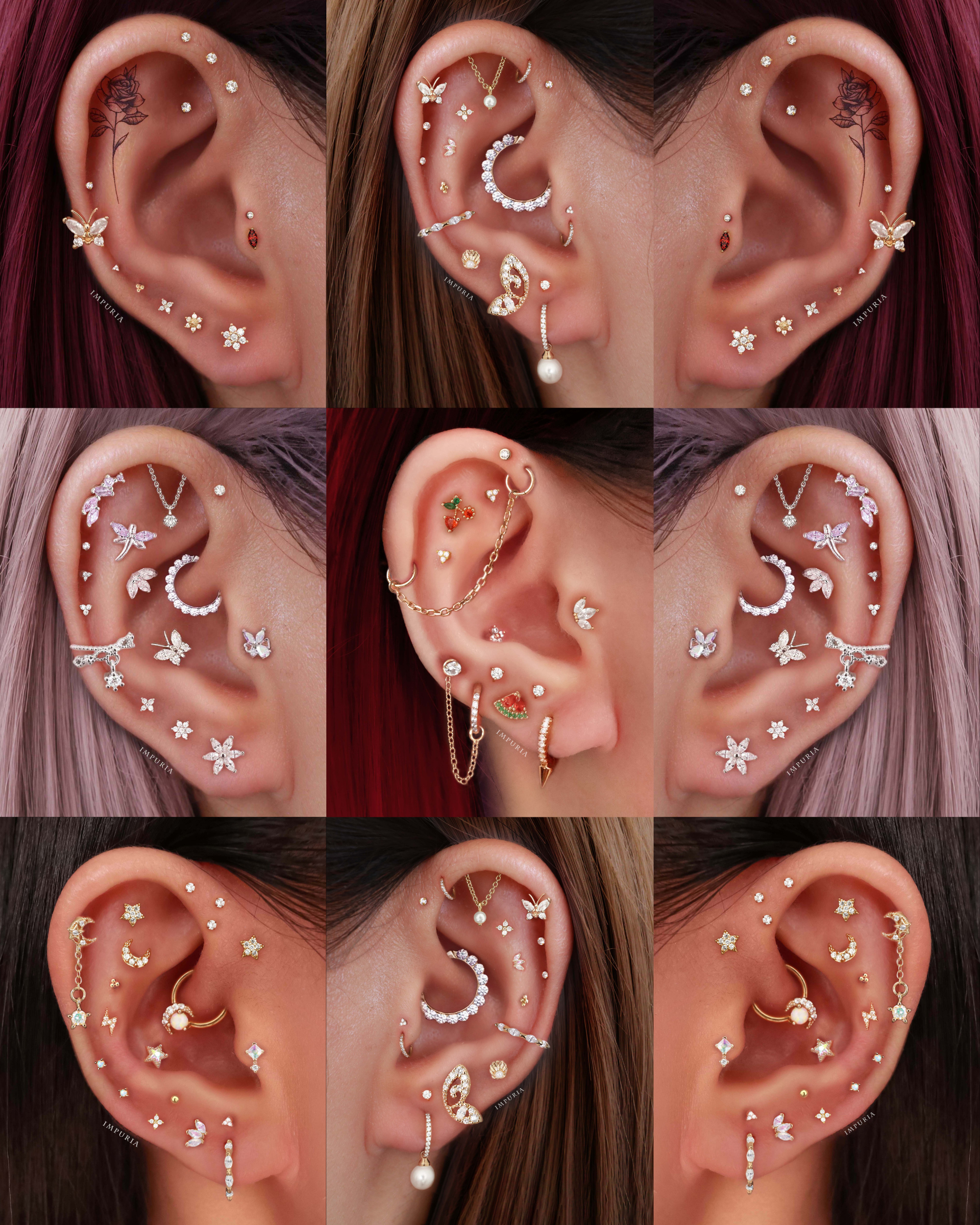 trinity cartilage earrings  studs popular ear piercing curation design placement ideas for women - www.impuria.com #earpiercings