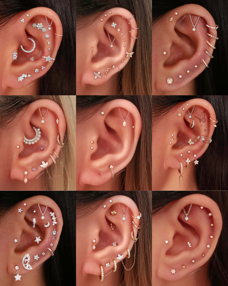 1PC Helix Cartilage Piercing Earrings for Women Septum Lobe Tragus Flat Ear  Hoop Tiny Stars Moon