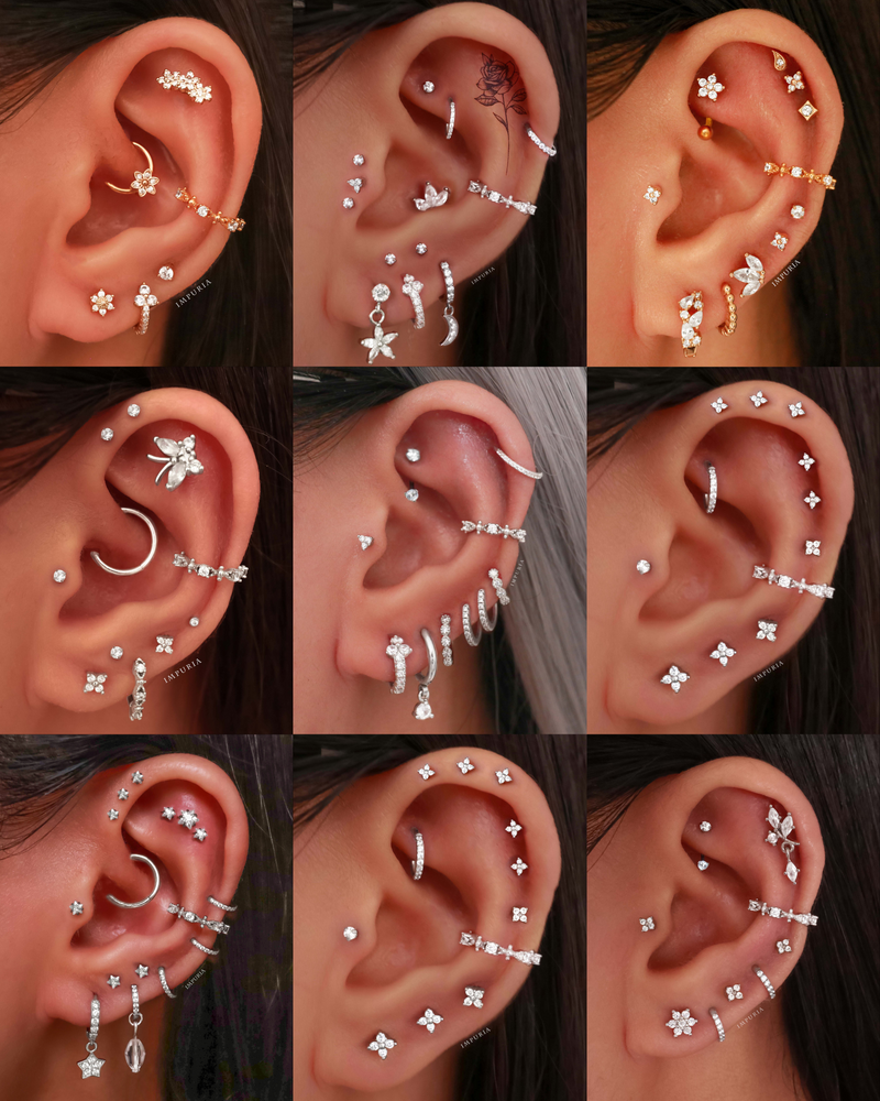 Pretty Multiple Ear Piercing Curation Ideas for Women Cute Sterling Silver Ear Cuff Earring - www.Impuria.com