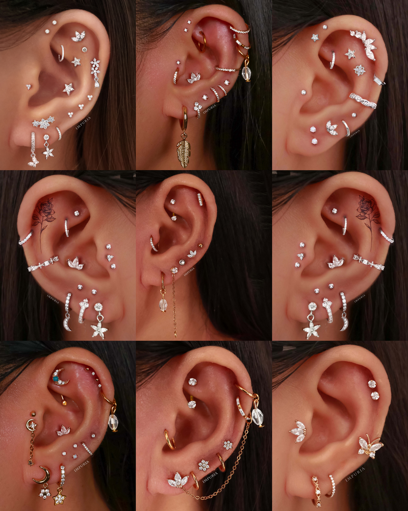 Delicate Stud Earrings Screw Flat Surgical Steel Helix Cartilage Piercing  Women | eBay
