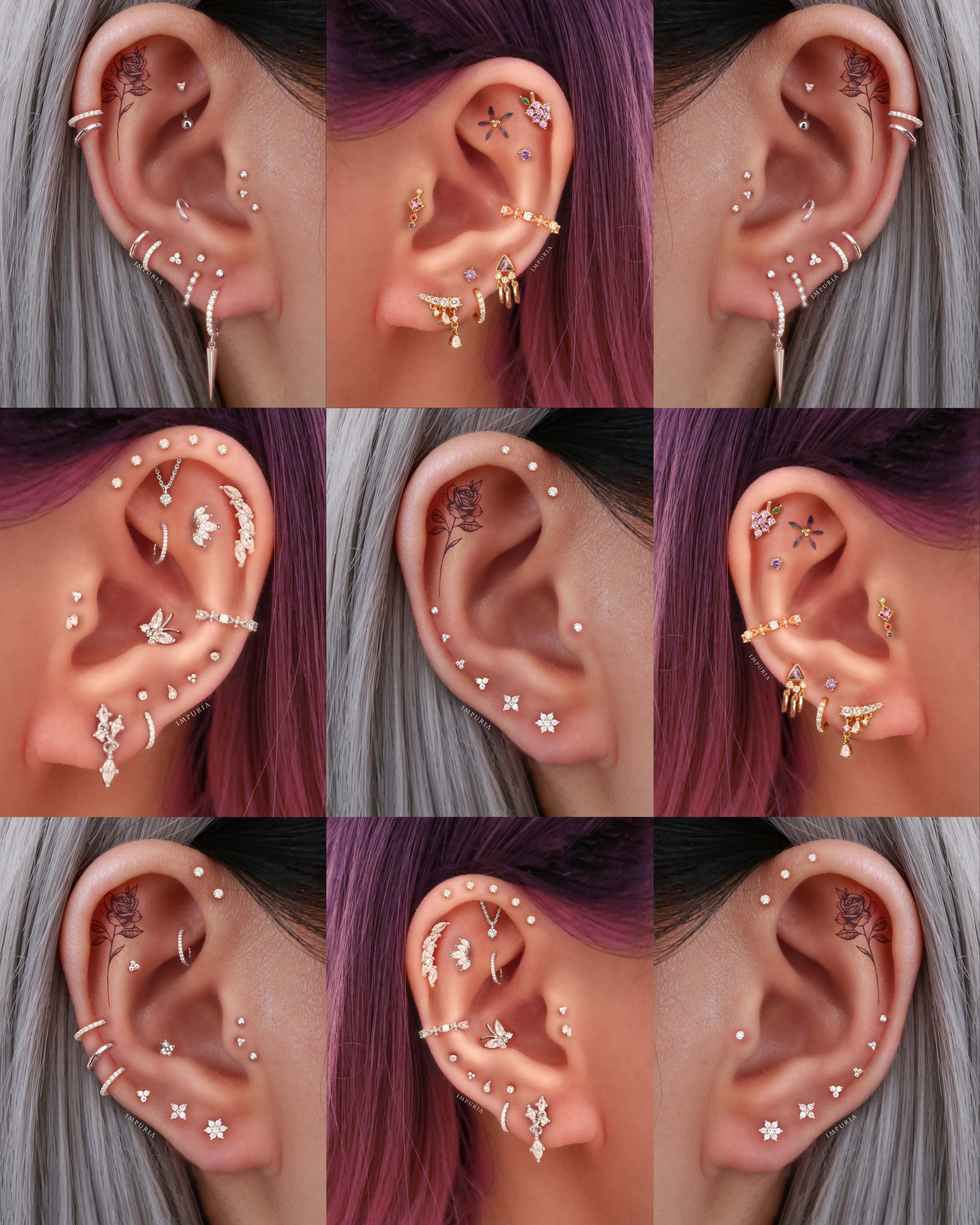 Trinity Polished Triple Ball Milgrain Ear Piercing Stud