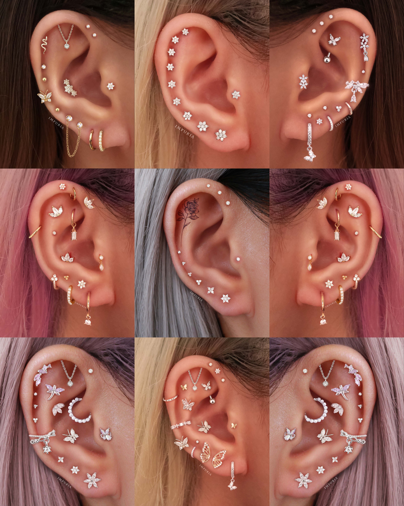 Flower Cartilage Earring Flat Back Stud Multiple Ear Piercing Ideas Curations - www.Impuria.com