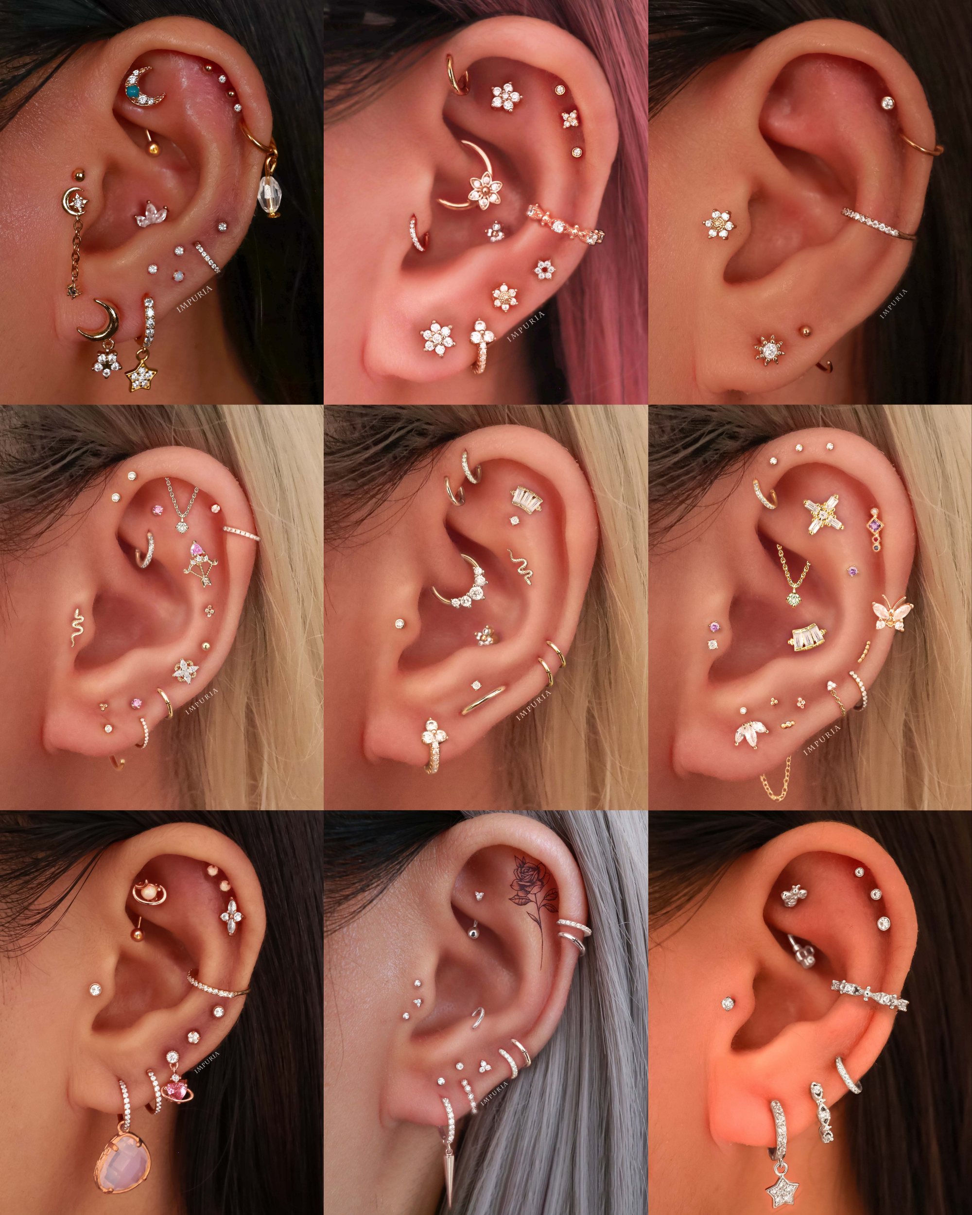 Tragus Piercing Jewelry Earring Stud - Cute Multiple Ear Piercing Ideas - www.Impuria.com #earpiercings  