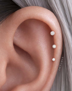 triple helix piercing  flat back earring stud 16G