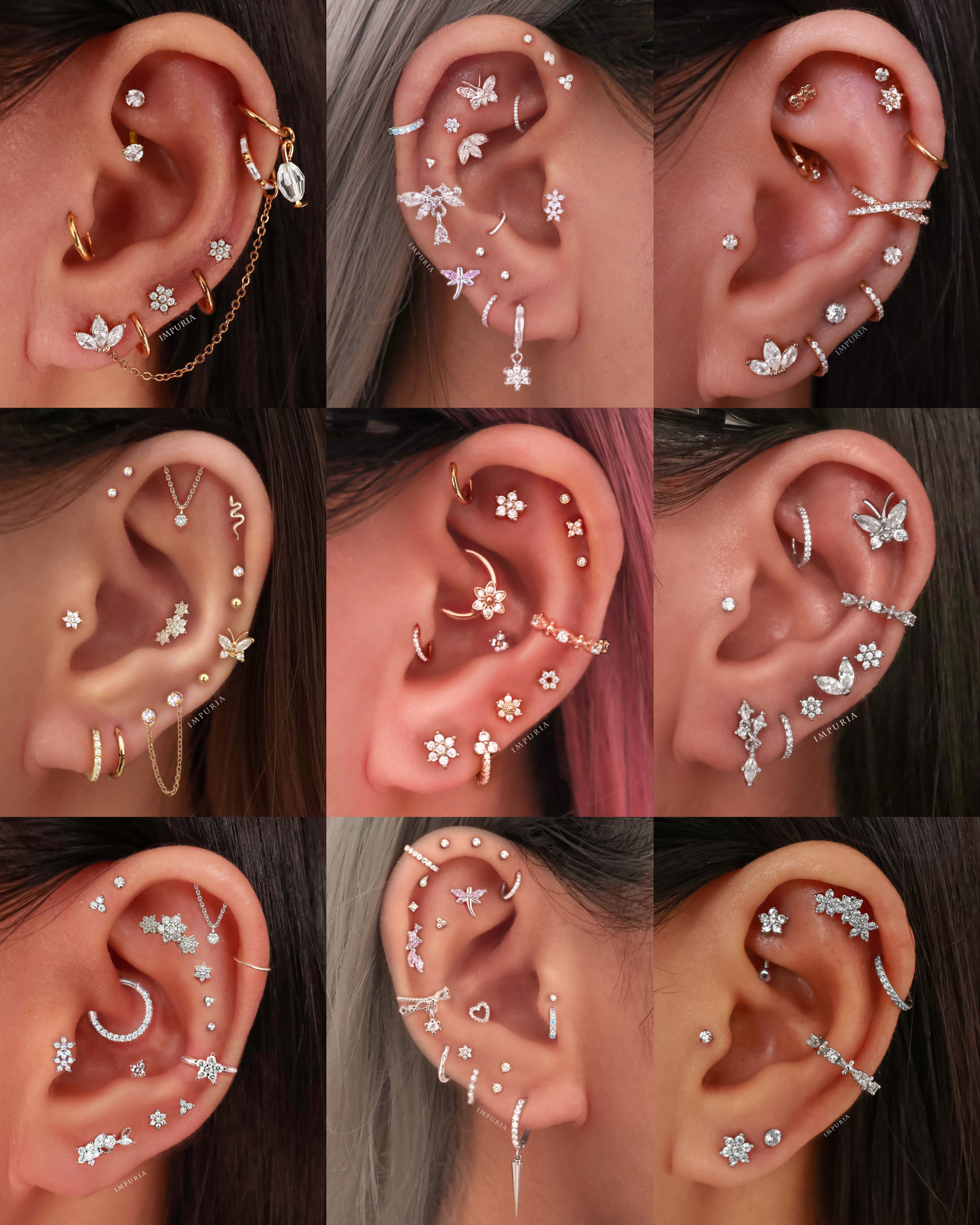 Posy Flower 14K Gold Flat Back Stud