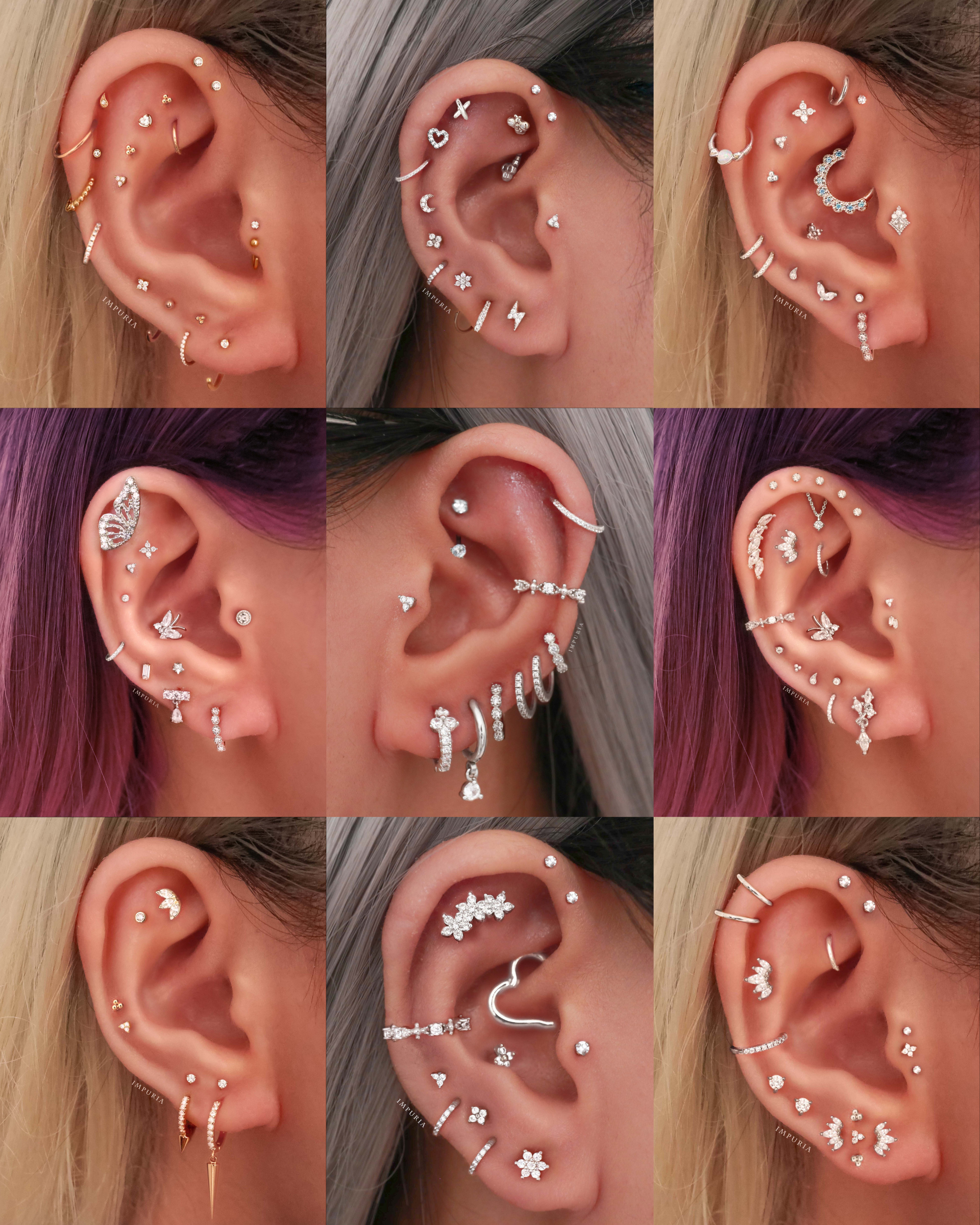 tiny simple cartilage earrings - best aesthetic ear piercing curation design placement ideas for women - www.impuria.com #earpiercings