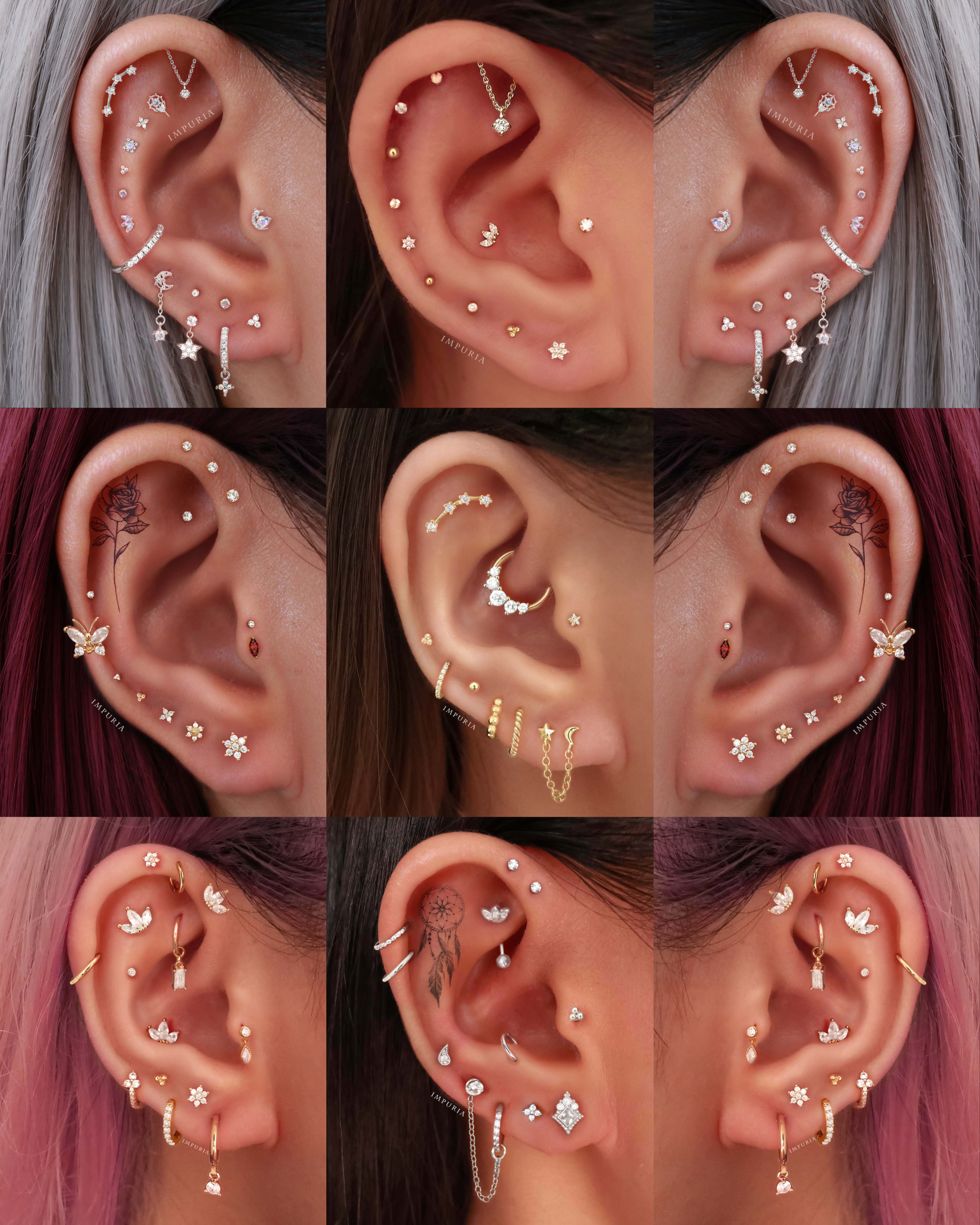 Trinity Polished Triple Ball Milgrain Ear Piercing Stud
