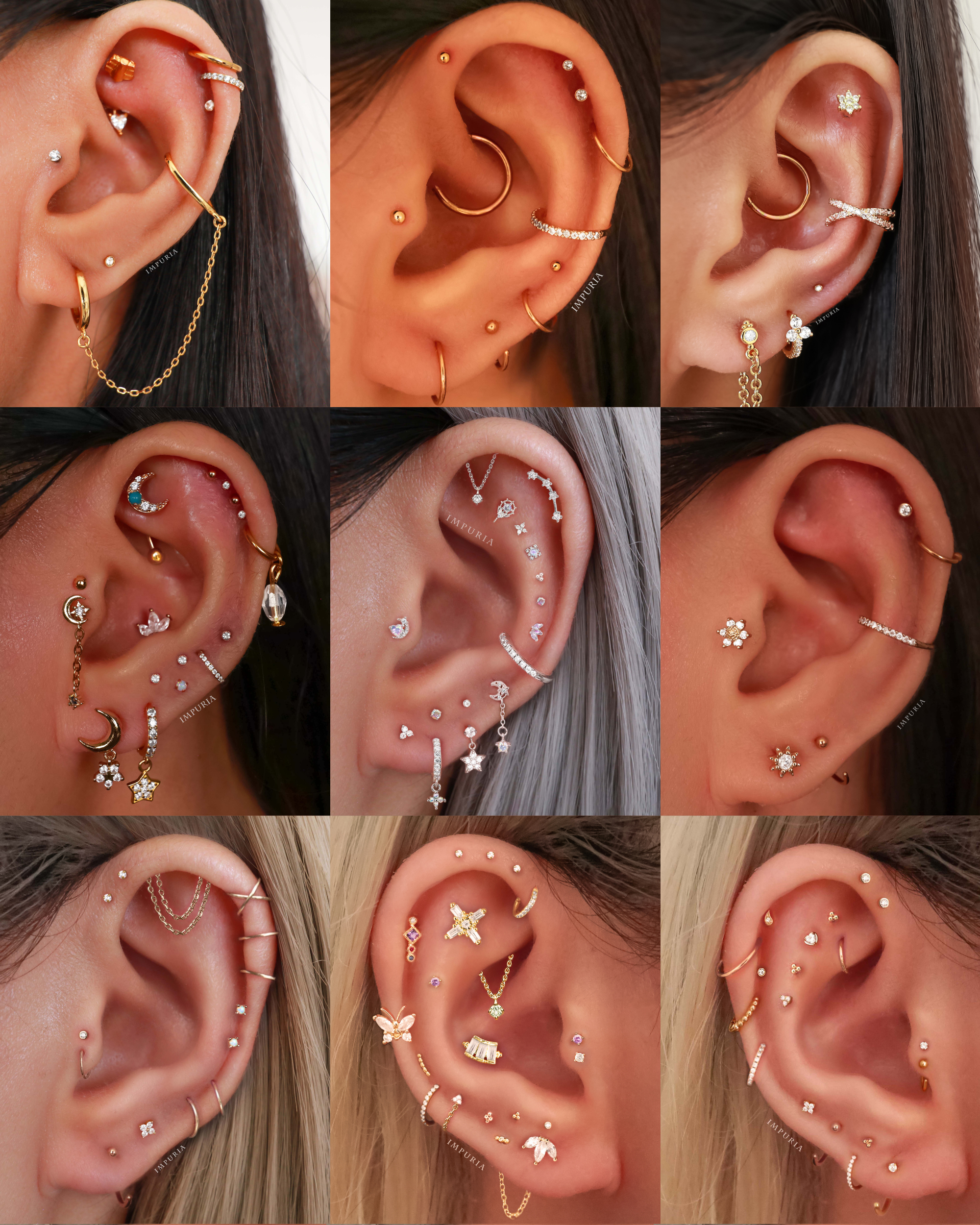 Tiny Cartilage Earrings - Multiple Ear Piercing Curation Ideas for Women - www.Impuria.com #earpiercings 