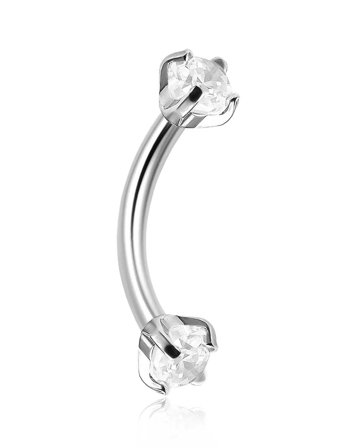 Ari silver curved barbell designed for rook and cartilage piercings