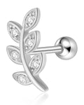 925 Sterling Silver Leaf Cartilage Ear Piercing Earring Stud - www.Impuria.com #earpiercing