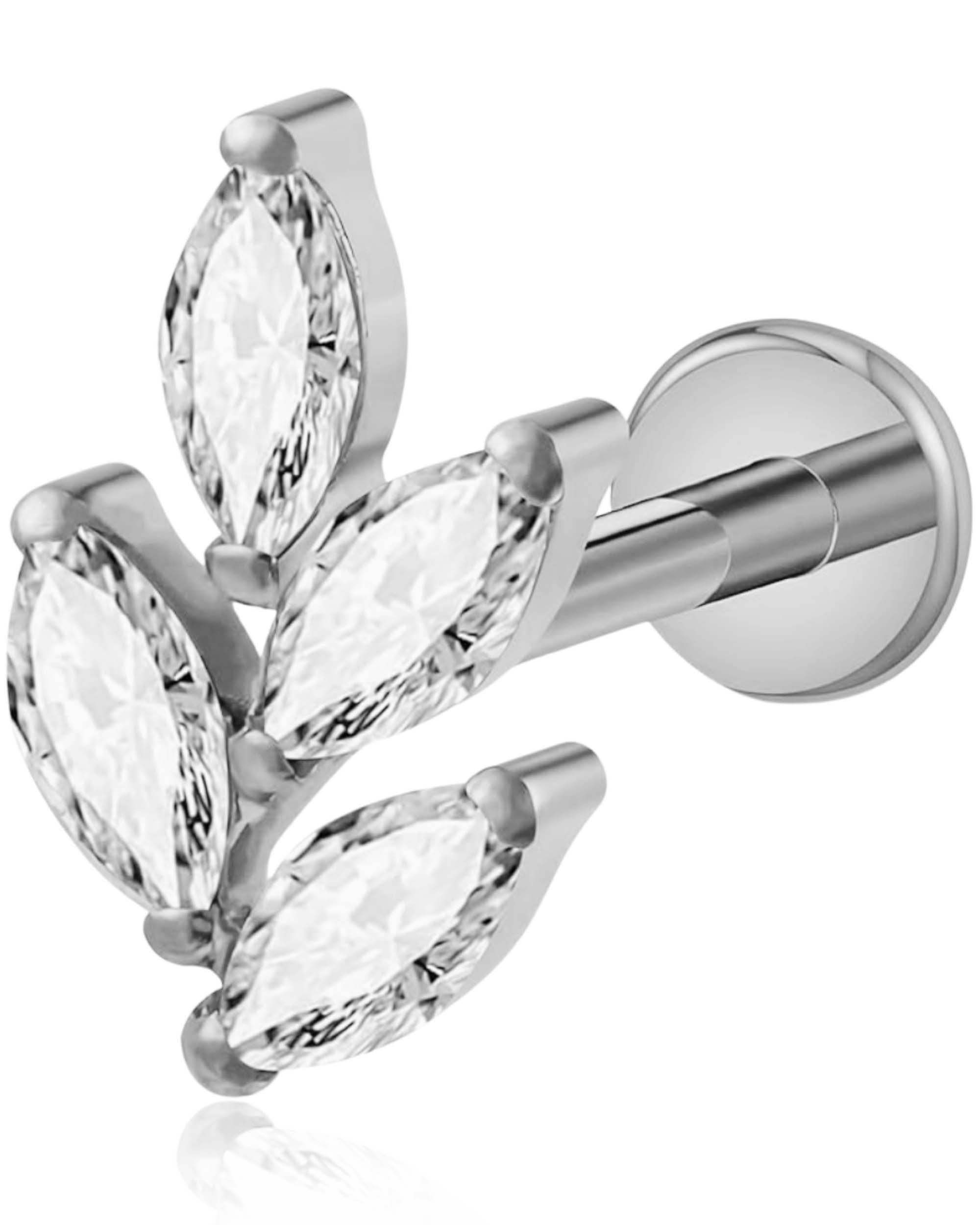 Aspen Crystal Leaf Ear Piercing Earring Stud
