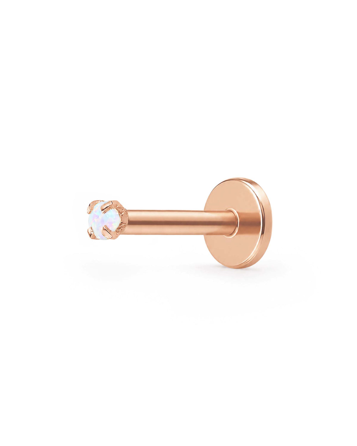 opal flat back stud earring labret stud cartilage piercing jewelry rose gold