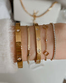 Stainless Steel Gold Clover Bangle Bracelet Classy Stack Ideas for Women - www.Impuria.com 