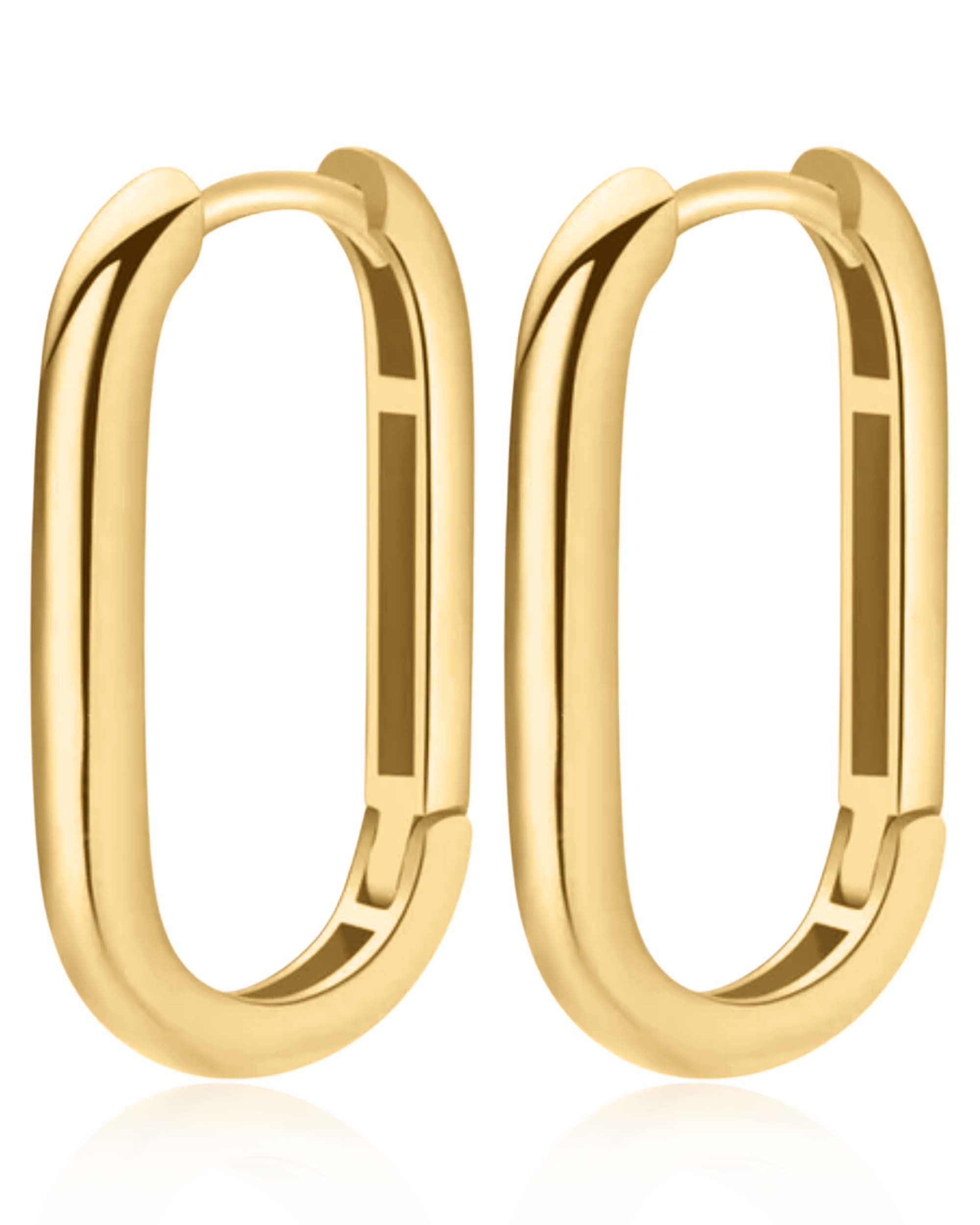 Rectangle U Shaped Hoop Huggie Earrings for Women Surgical Stainless Steel - www.Impuria.com #earrings