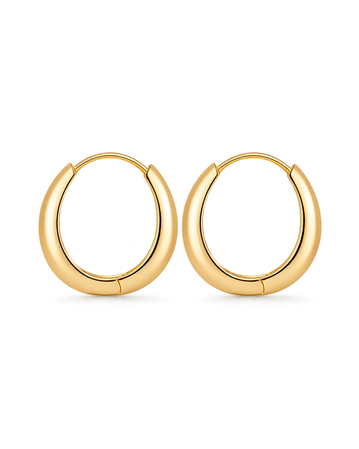 Brandy-Chunky-Dome-Polished-Huggie-Hoop-Earrings-Gold-Side