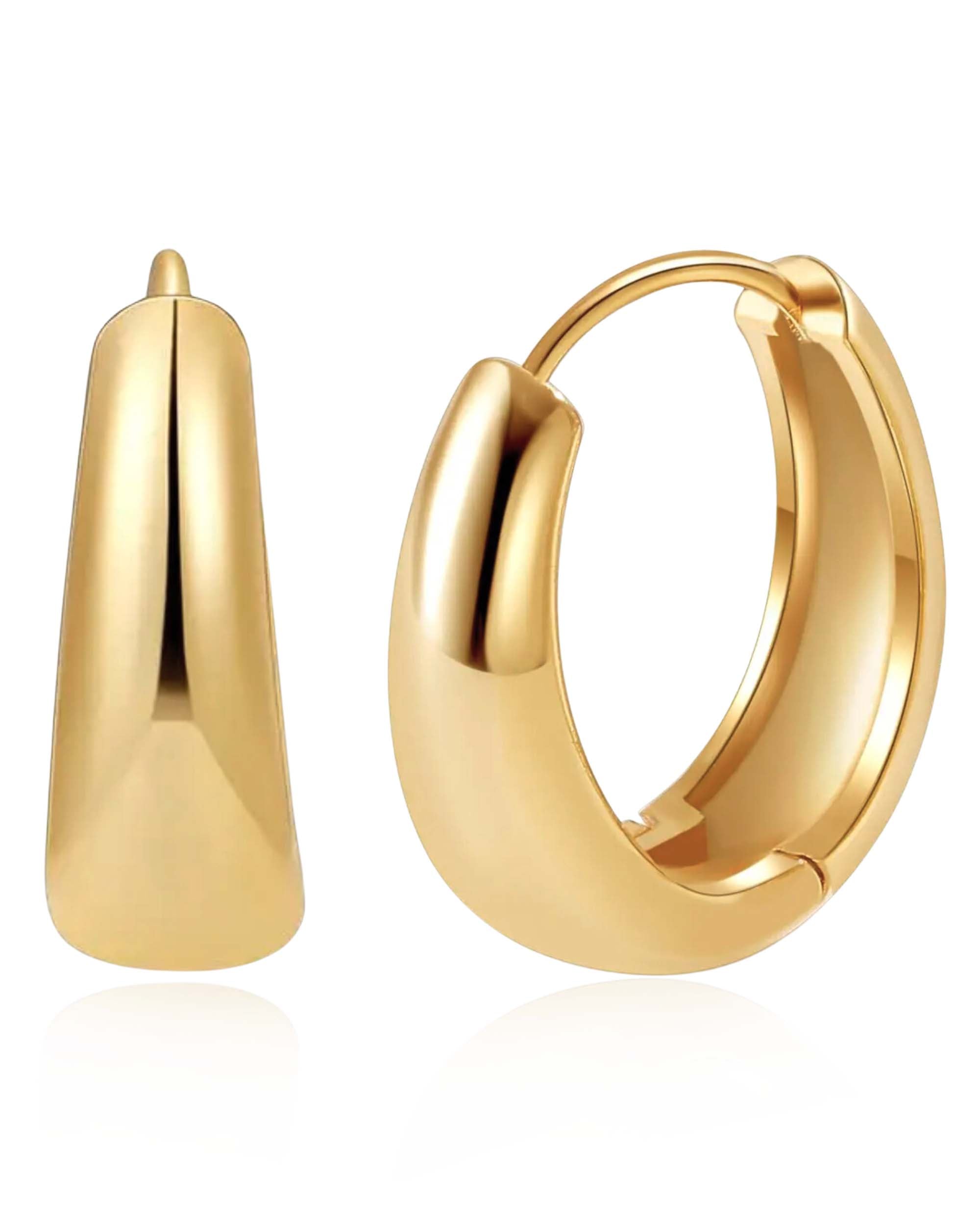 Thick Gold Huggie Hoop Earrings for Women - www.Impuria.com 