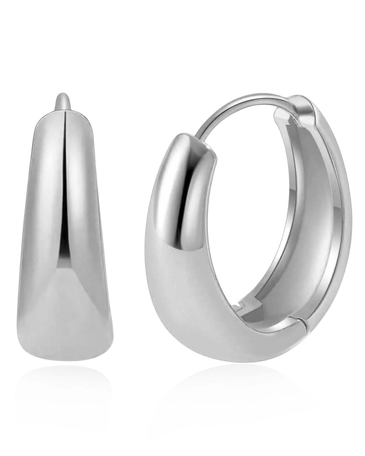 Thick Silver Huggie Hoop Earrings for Women - www.Impuria.com 