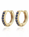 Colbalt Blue Crystal Pave Eternity Hoop Huggie Earrings