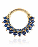 Crown Double Blue Crystal Daith Ear Piercing Ring Hoop Clicker