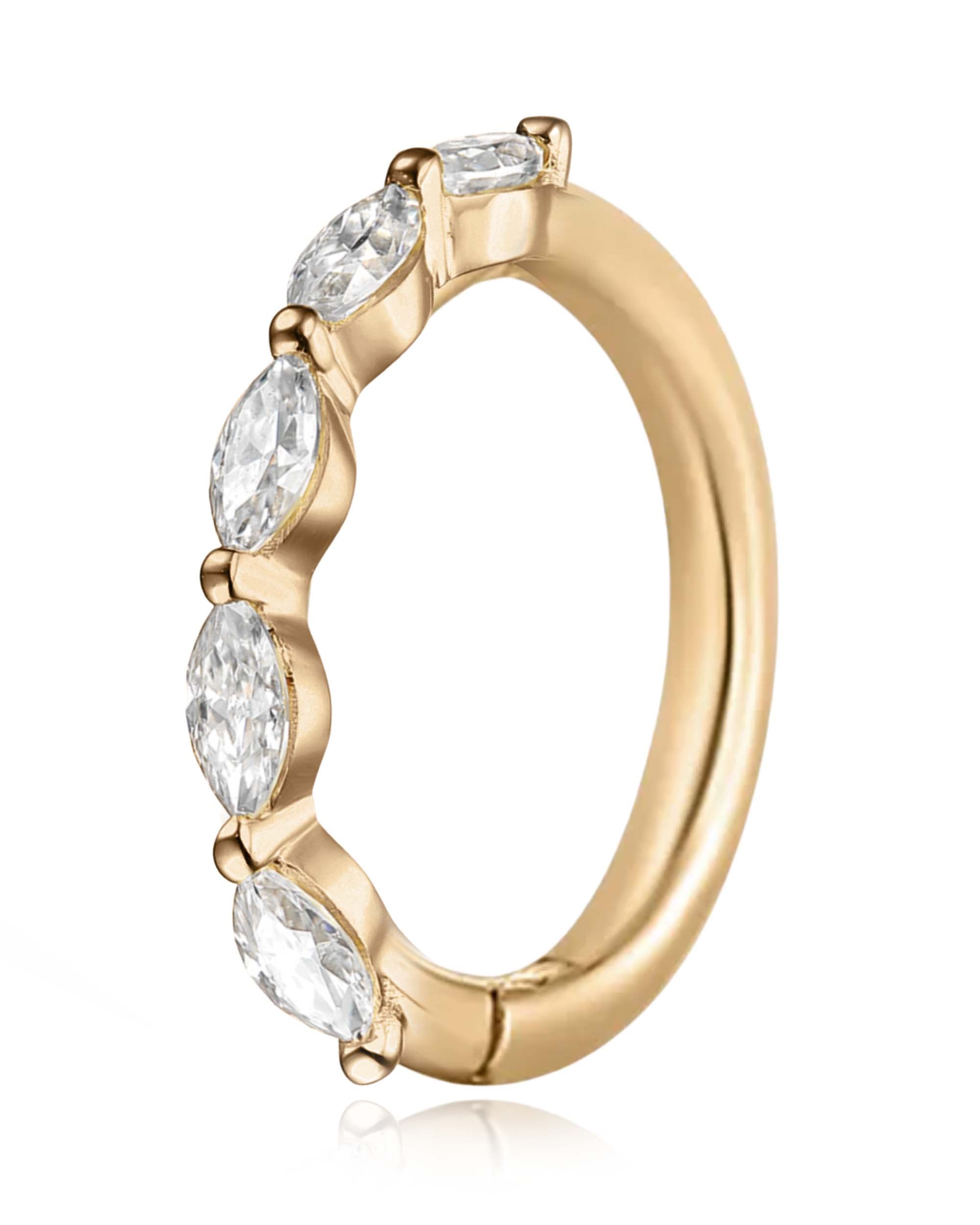 Marquise Ring Hoop Clicker Earring for Women 16G in Gold - www.Impuria.com