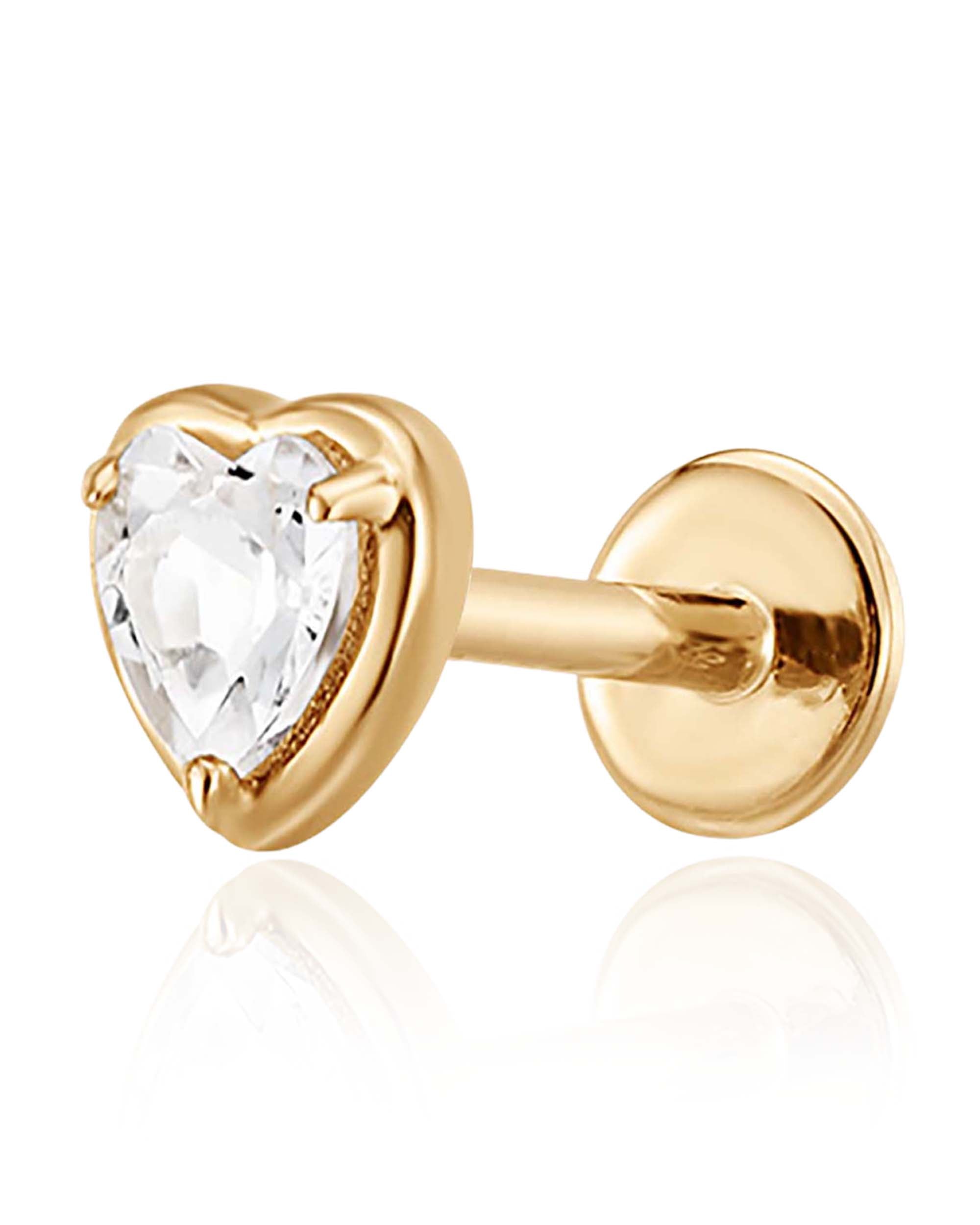 Pretty Gold Heart Cartilage Earring Stud 16G for Women - www.Impuria.com 