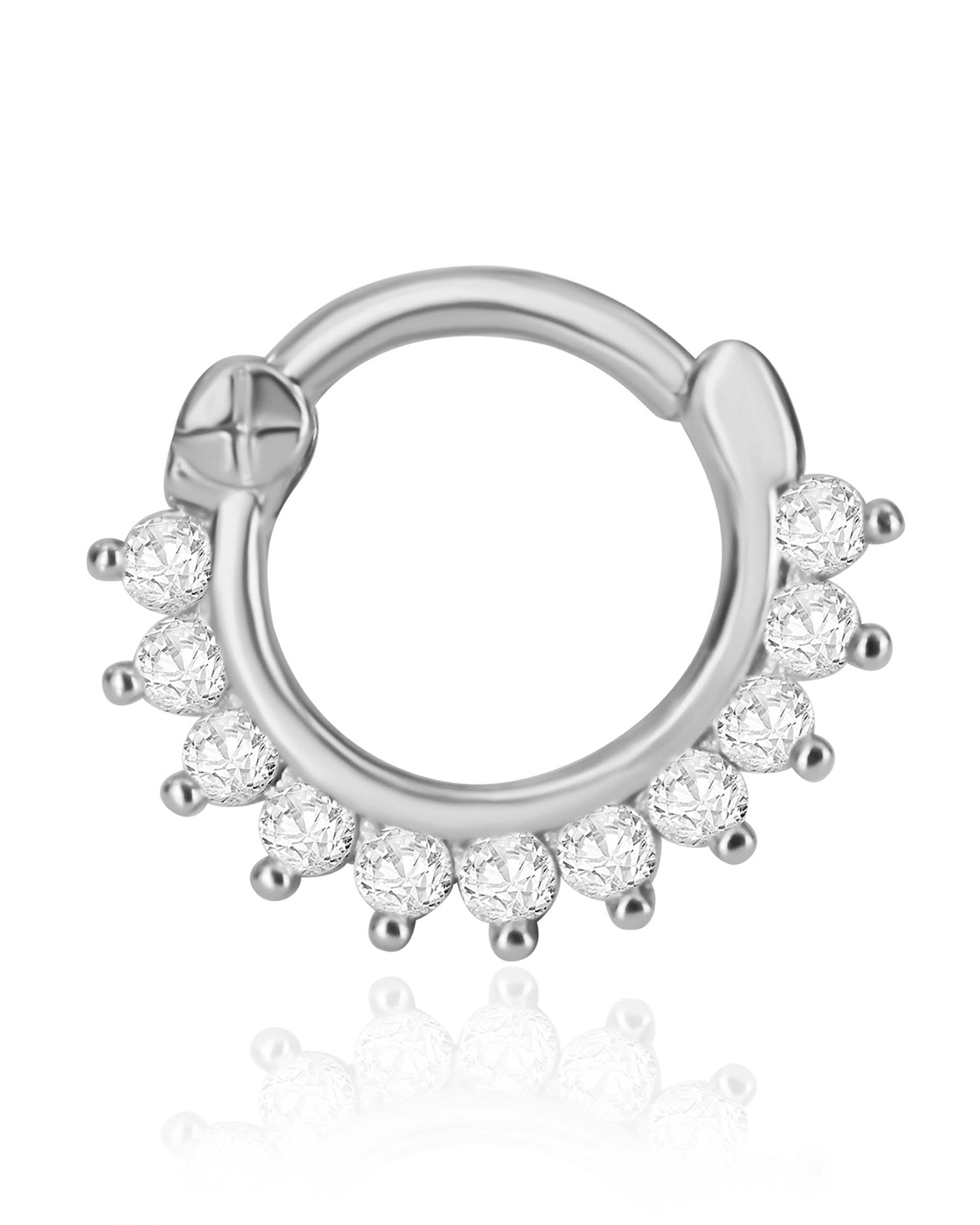 Silver Crystal Daith Clicker Ring Hoop Earring - www.Impuria.com #daithjewelry
