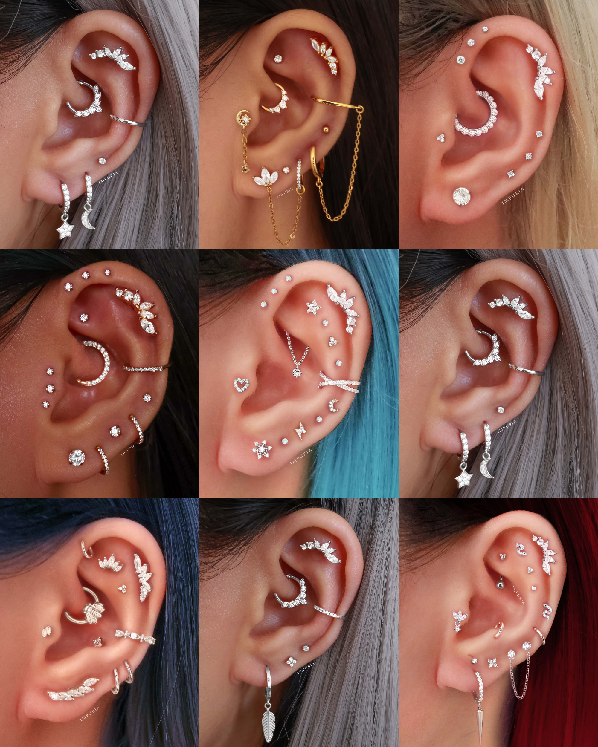 Cute Multiple Ear Piercing Curation Style Ideas for Women  - www.Impuria.com #earpiercings 
