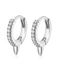 Crystal Pave Single Spiked Huggie Hoop Earring - Impuria Ear Piercing Jewelry