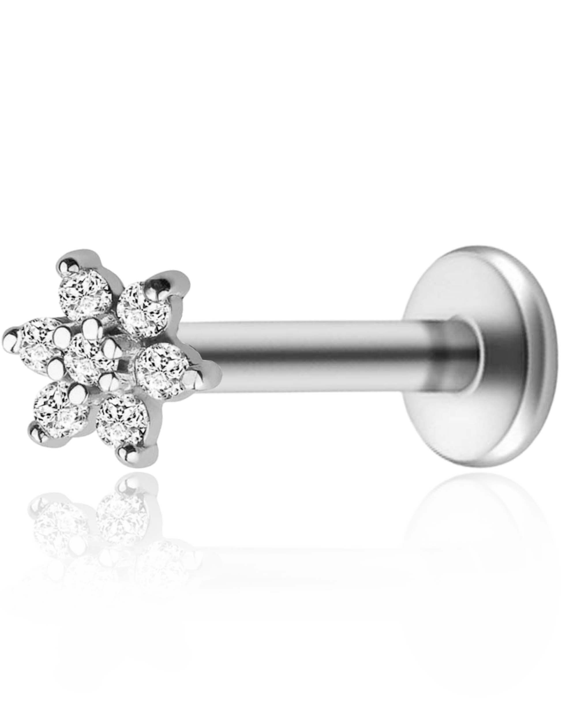 Posy Flower 14K Gold Flat Back Stud