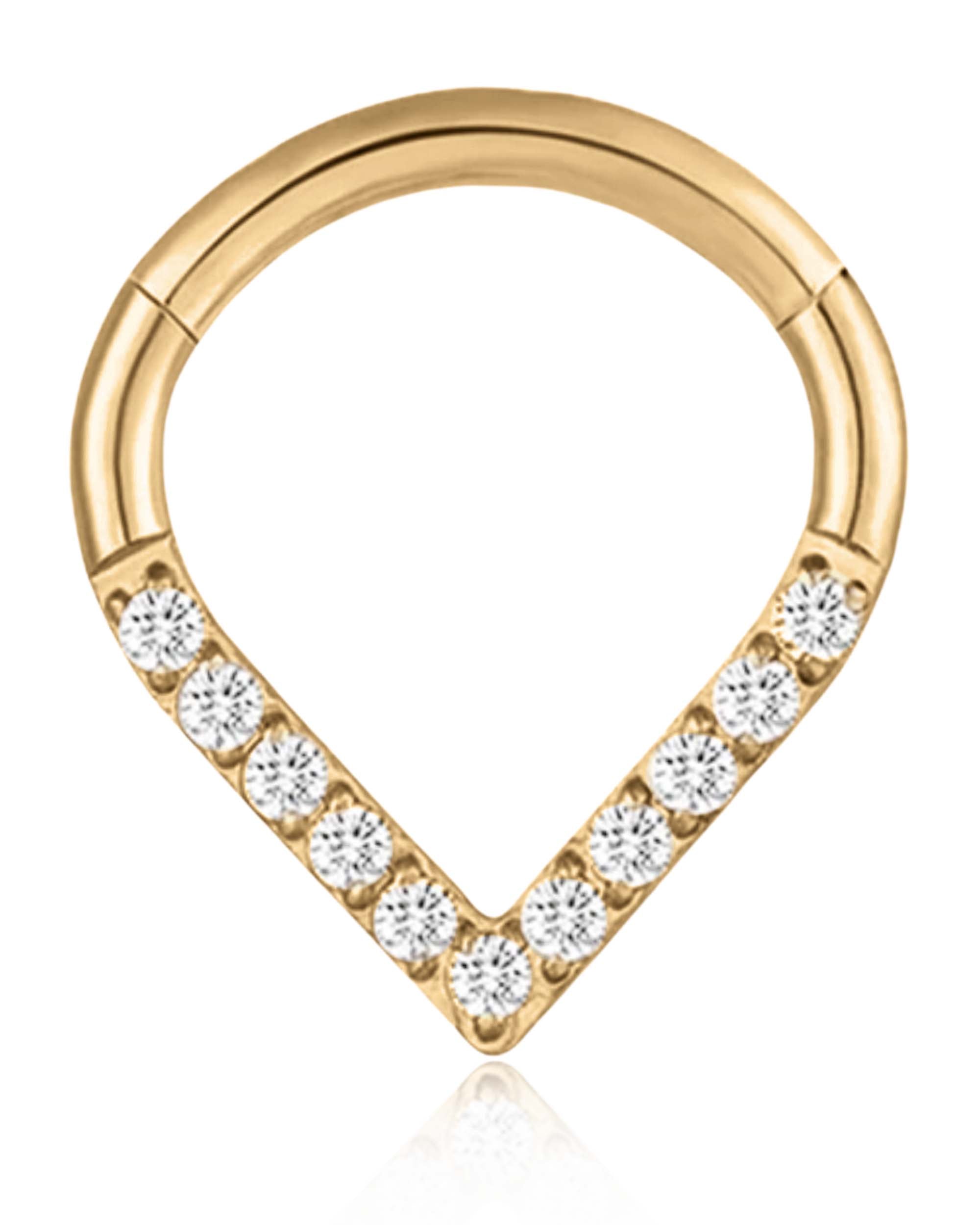 V shaped daith ring hoop clicker 16G in gold - www.Impuria.com #daithearrings
