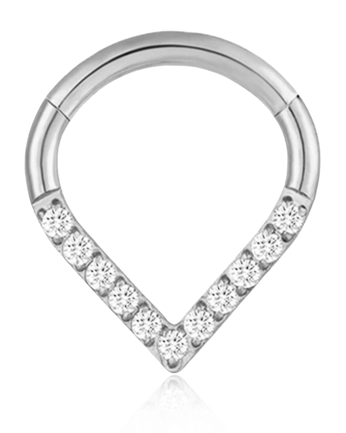 V shaped daith ring hoop clicker 16G in silver - www.Impuria.com #daithearrings