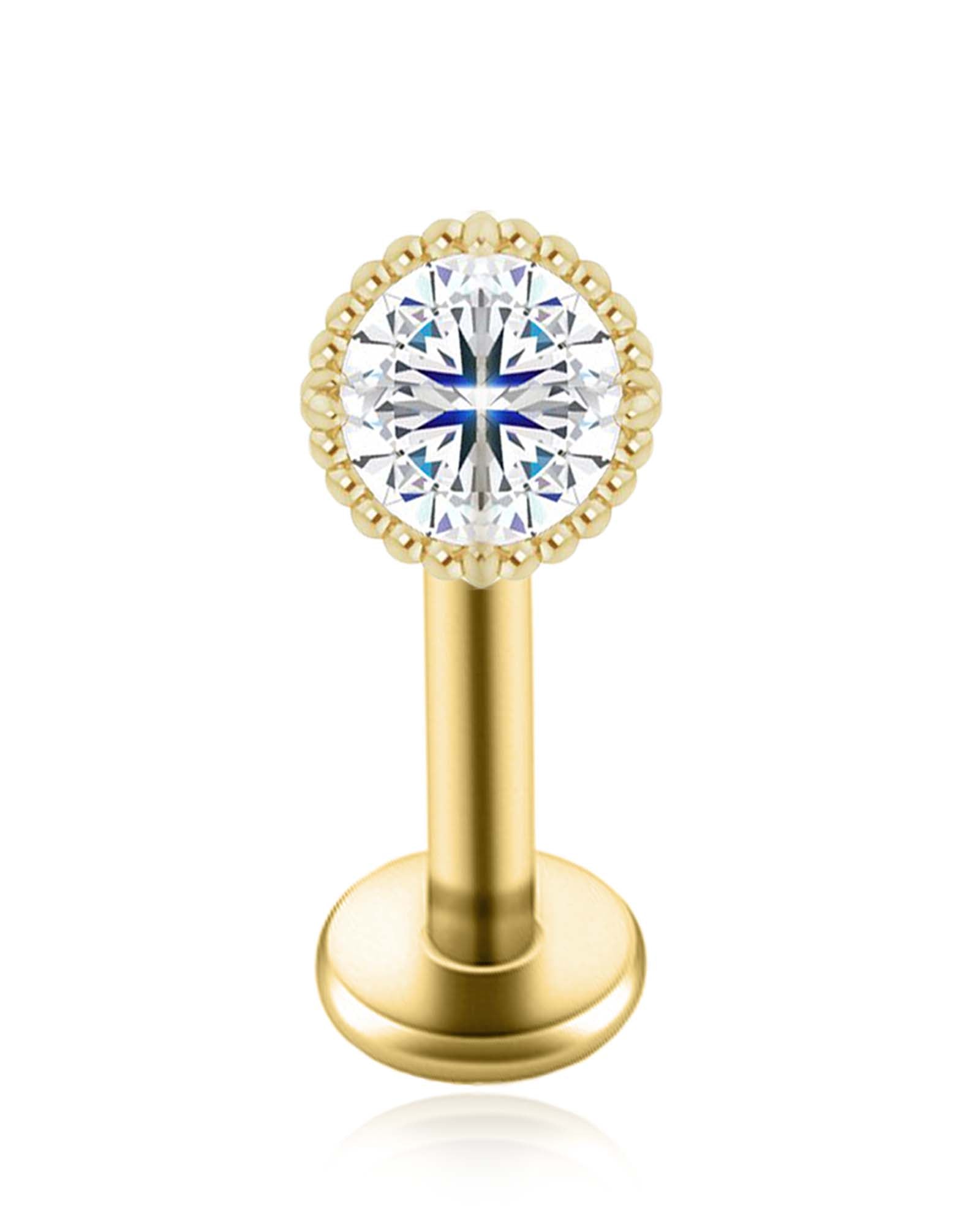 Halo Circle Crystal Milgrain Ear Piercing Stud