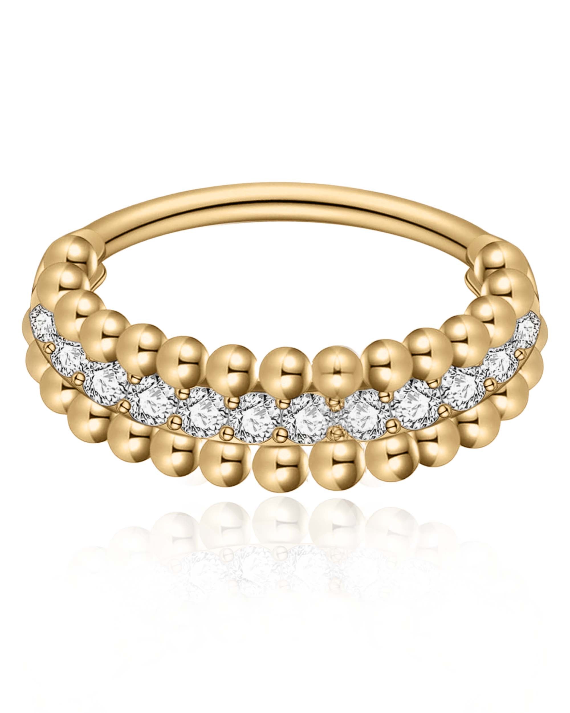 Halcyon Pave Beaded Hoop Ring Clicker