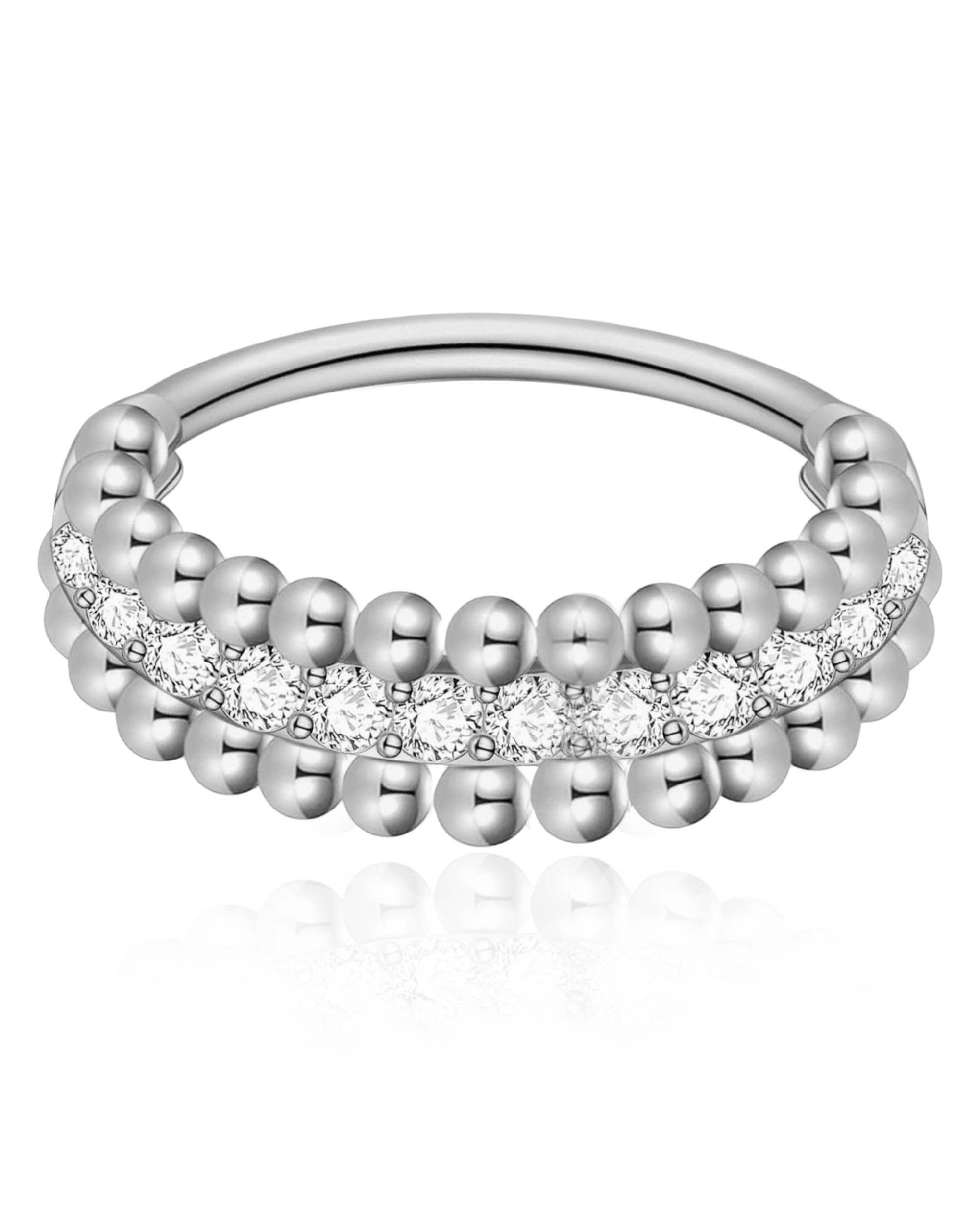 Halcyon Pave Beaded Hoop Ring Clicker