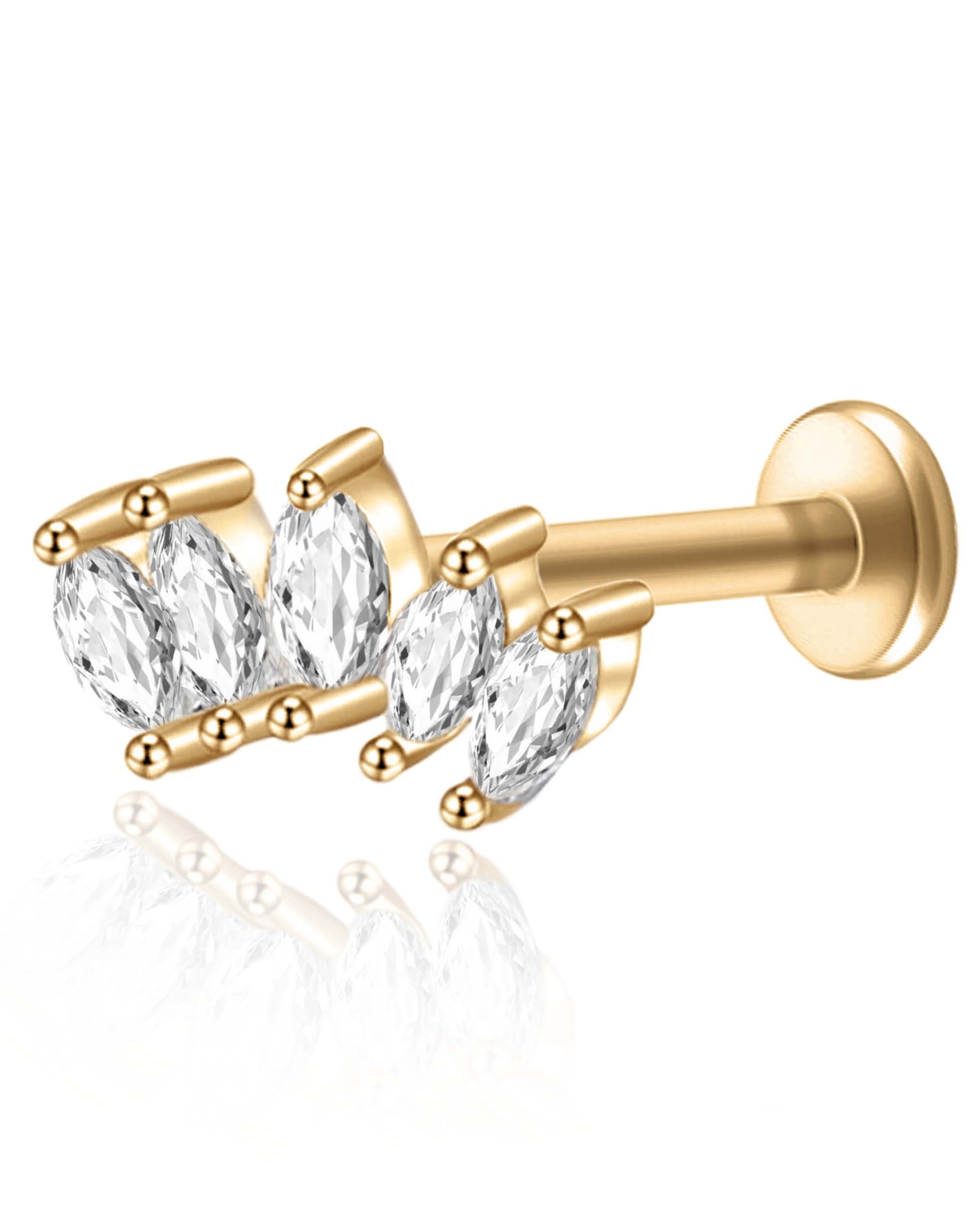 5 Marquise Titanium Ear Piercing Jewelry Cartilage Earring Stud 16G Internally Threaded - www.Impuria.com #earpiercings