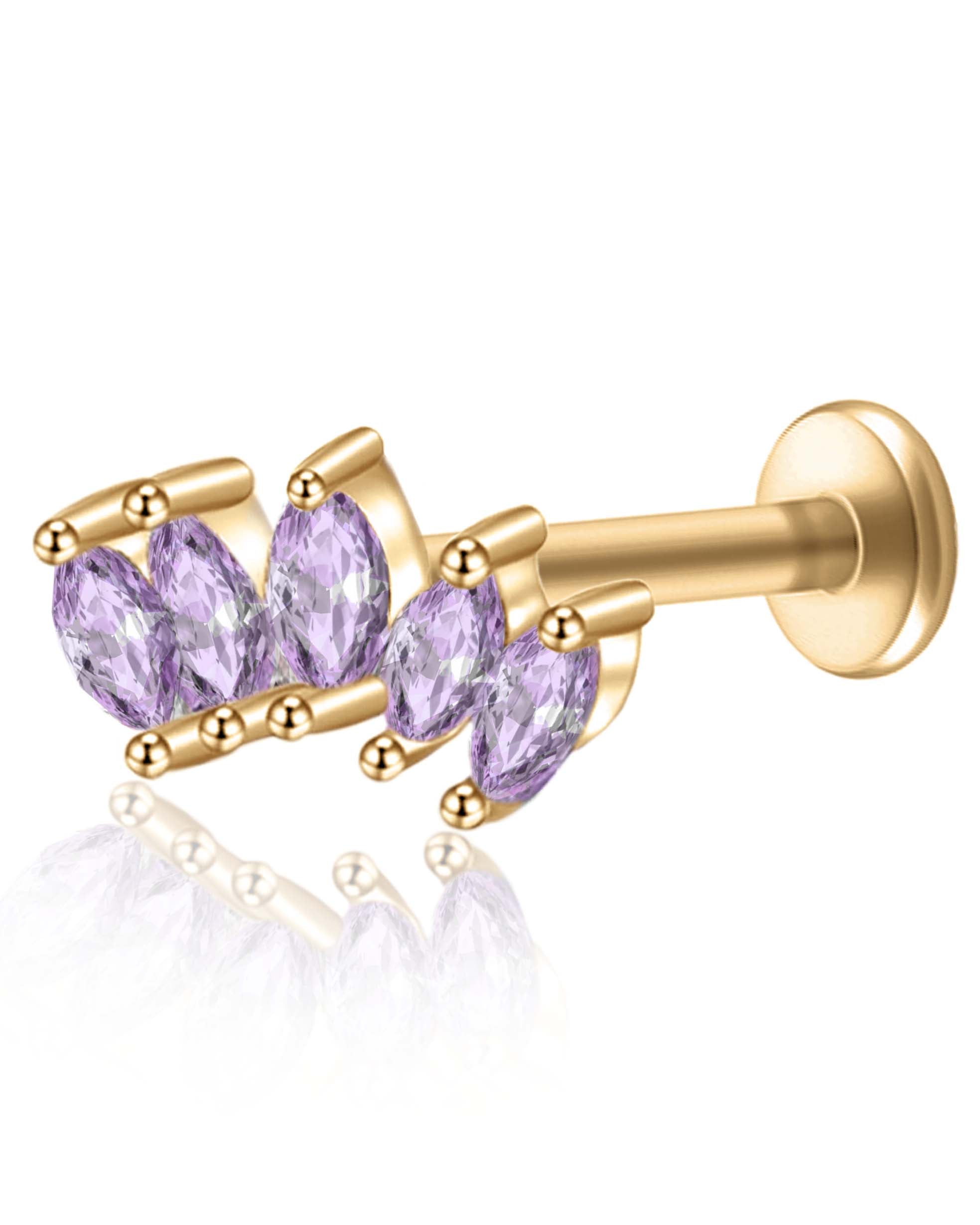 5 Marquise Titanium Ear Piercing Jewelry Cartilage Earring Stud 16G Internally Threaded - www.Impuria.com #earpiercings