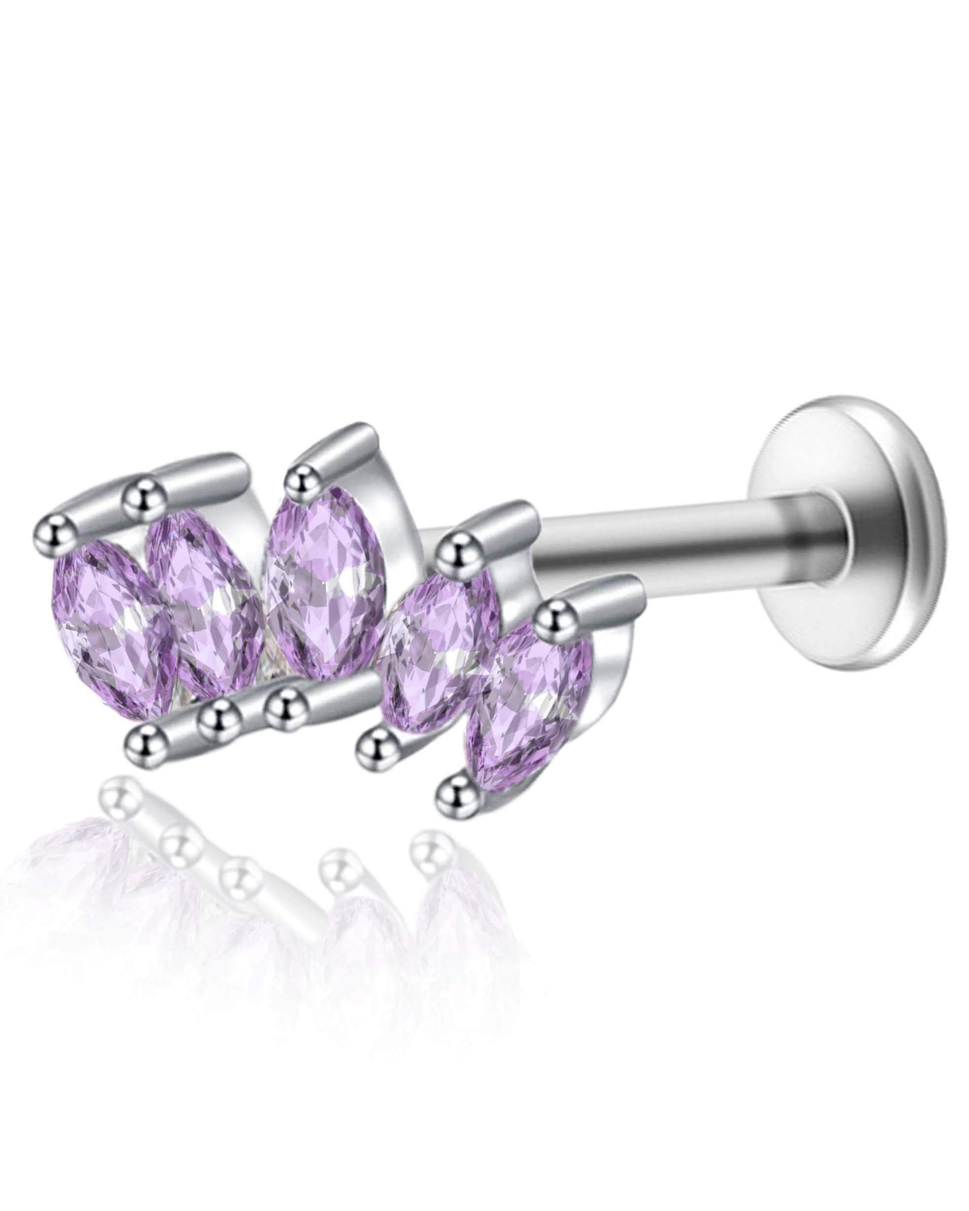 5 Marquise Titanium Ear Piercing Jewelry Cartilage Earring Stud 16G Internally Threaded - www.Impuria.com #earpiercings