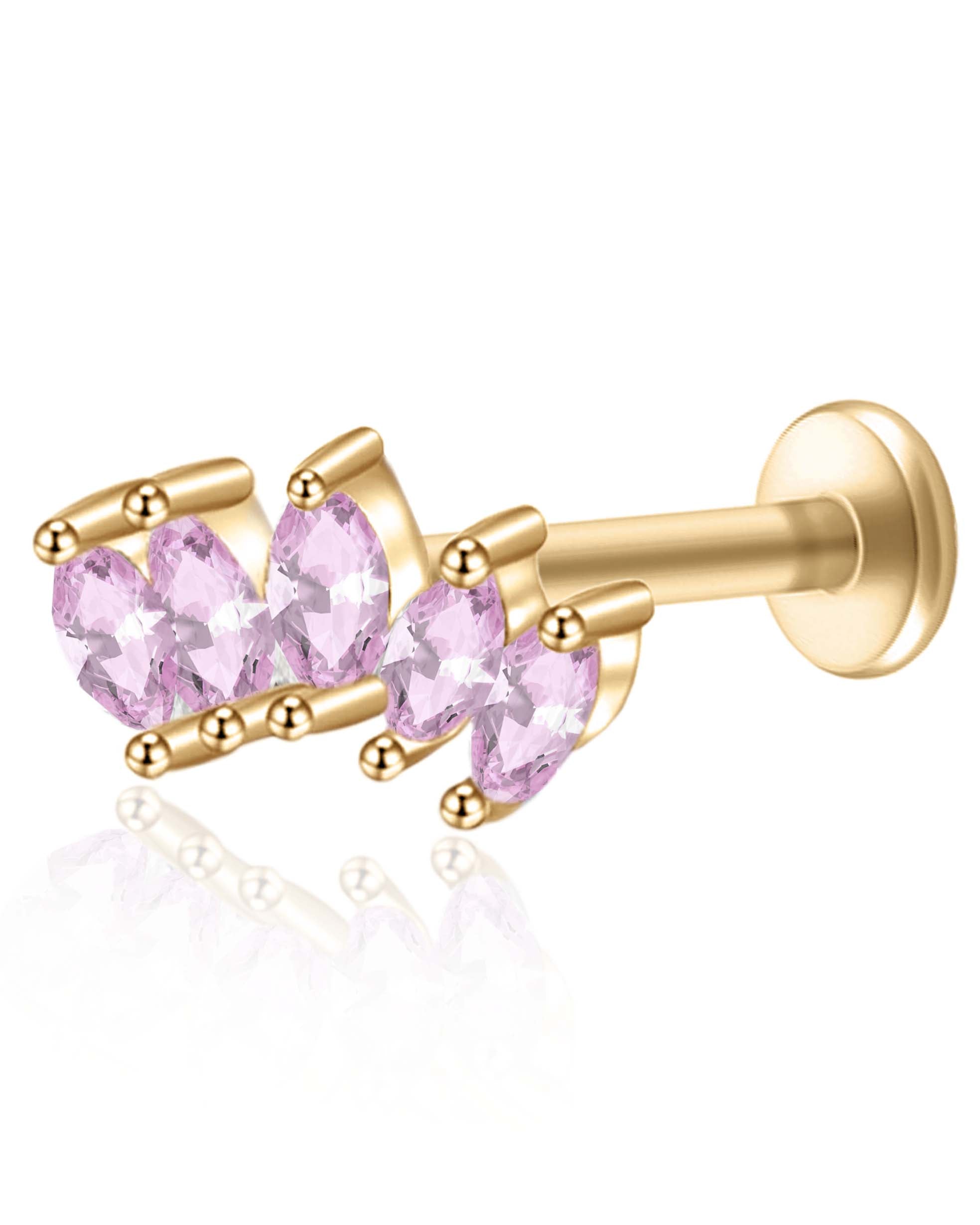 5 Marquise Titanium Ear Piercing Jewelry Cartilage Earring Stud 16G Internally Threaded - www.Impuria.com #earpiercings