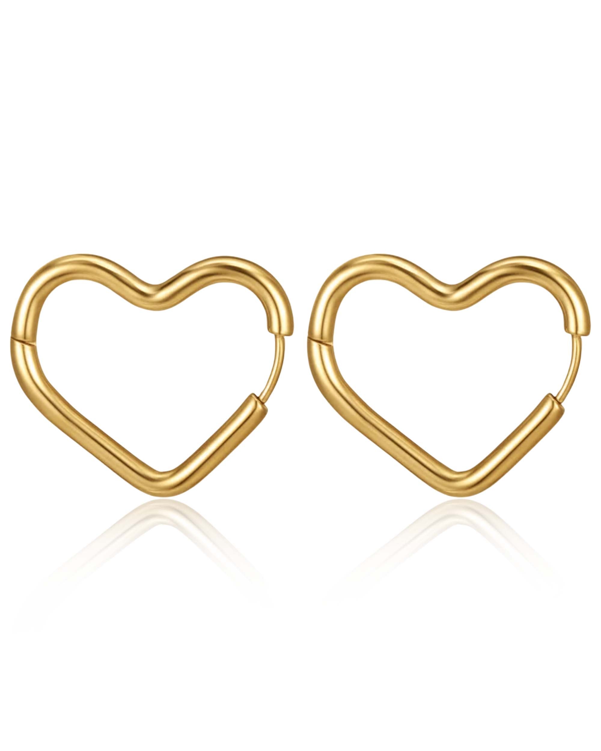 Pretty Heart Huggie Hoop Earrings for Women in 316L Surgical Stainless Steel  - www.Impuria.com #earrings