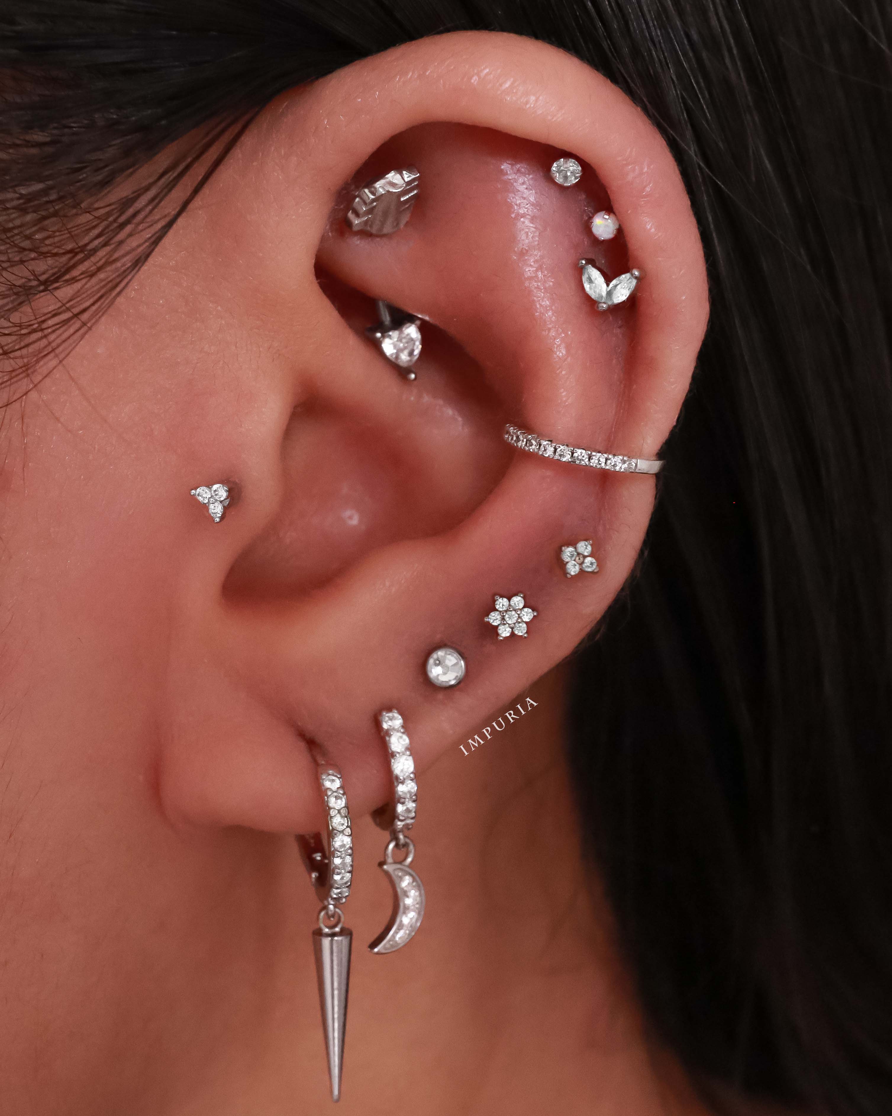 Posy Flower 14K Gold Flat Back Stud