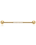 Gold Industrial Barbell Piercing Jewelry Earring Body Jewellery for Women Crystal Pave - www.Impuria.com 