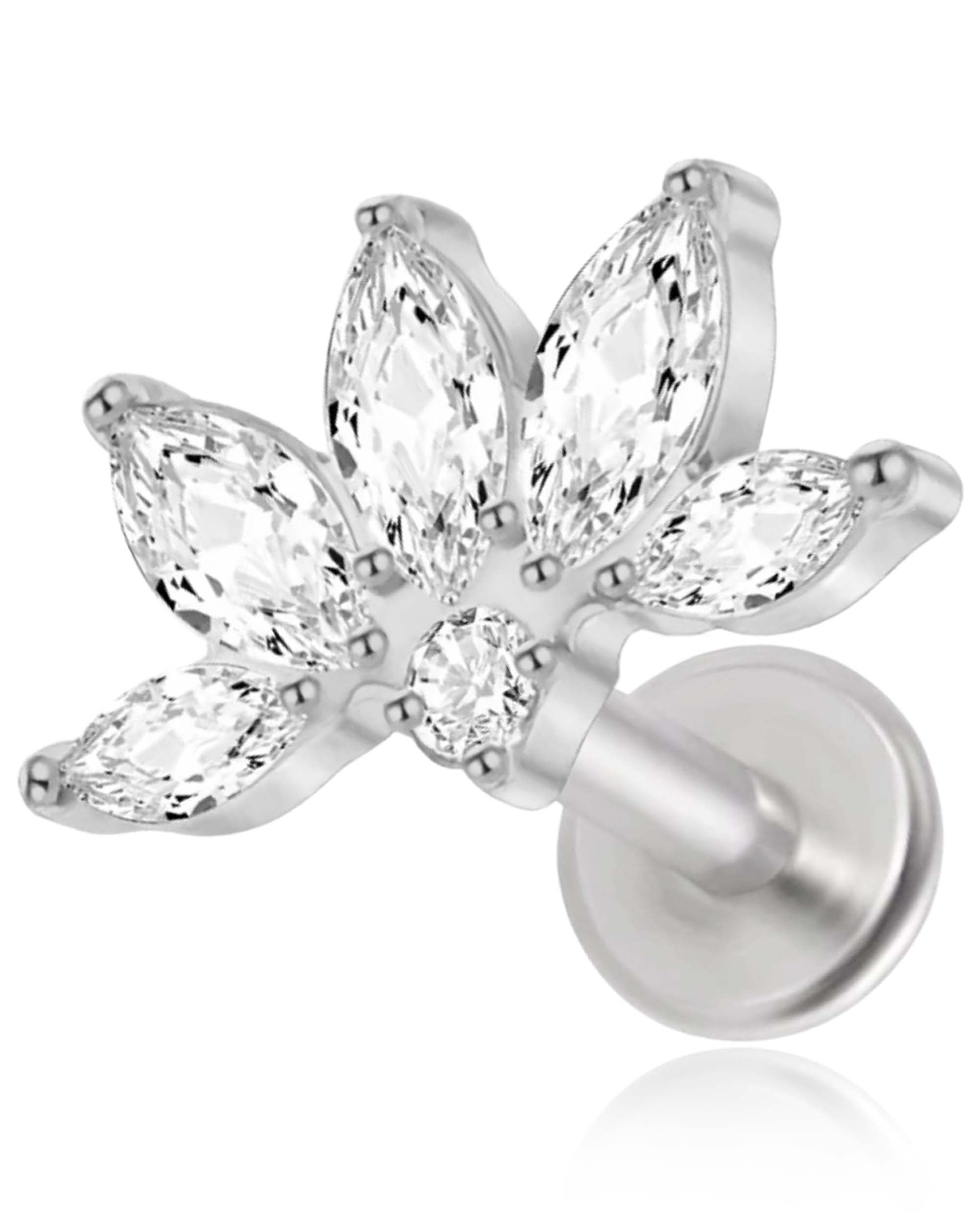 Kamala Lotus Ear Piercing Stud - www.Impuria.com 