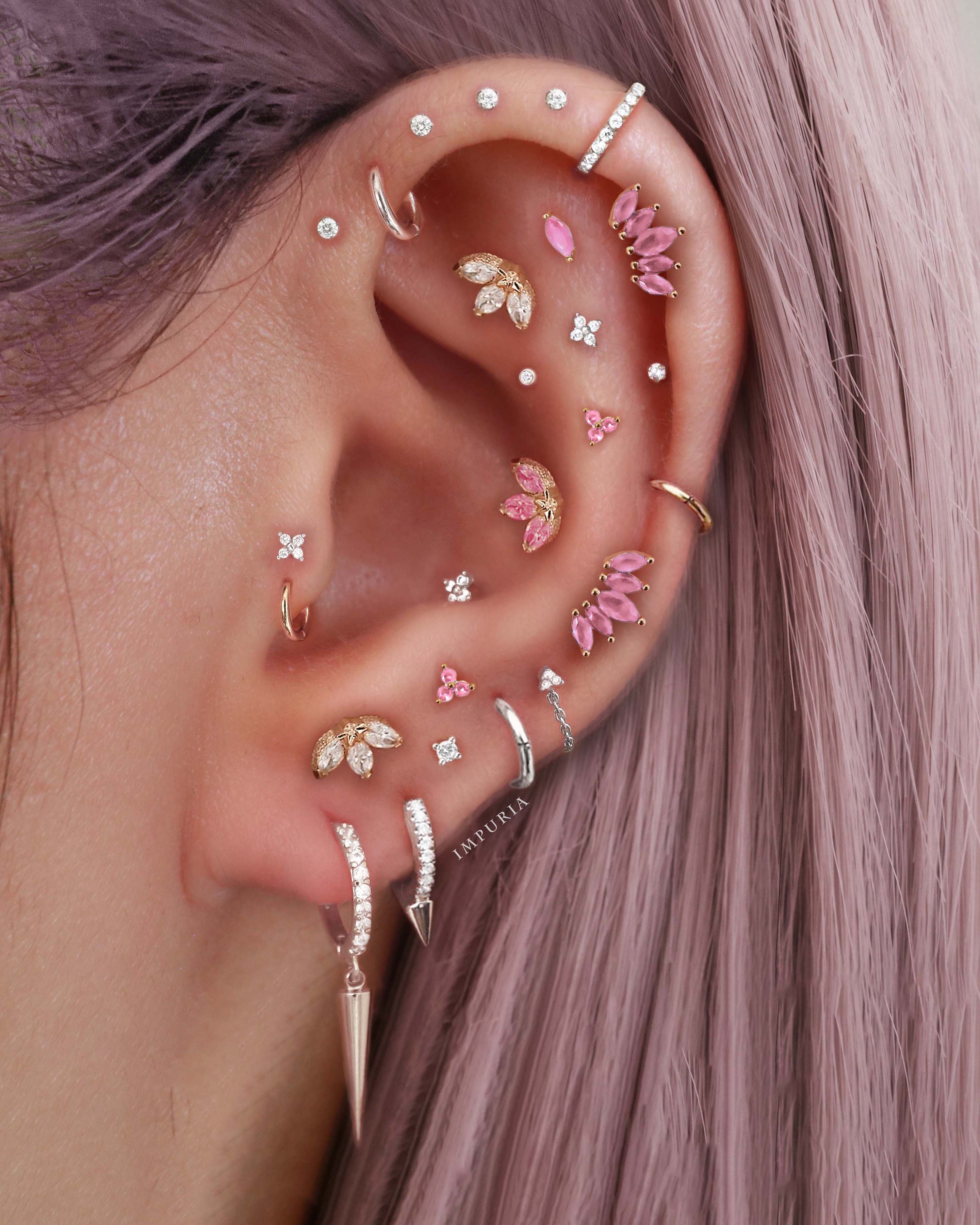 14K Gold Earrings Flat Back Cartilage Ear Piercing Jewelry Labret Piercing for Women Butterfly Feminine Ear Curation - www.impuria.com 