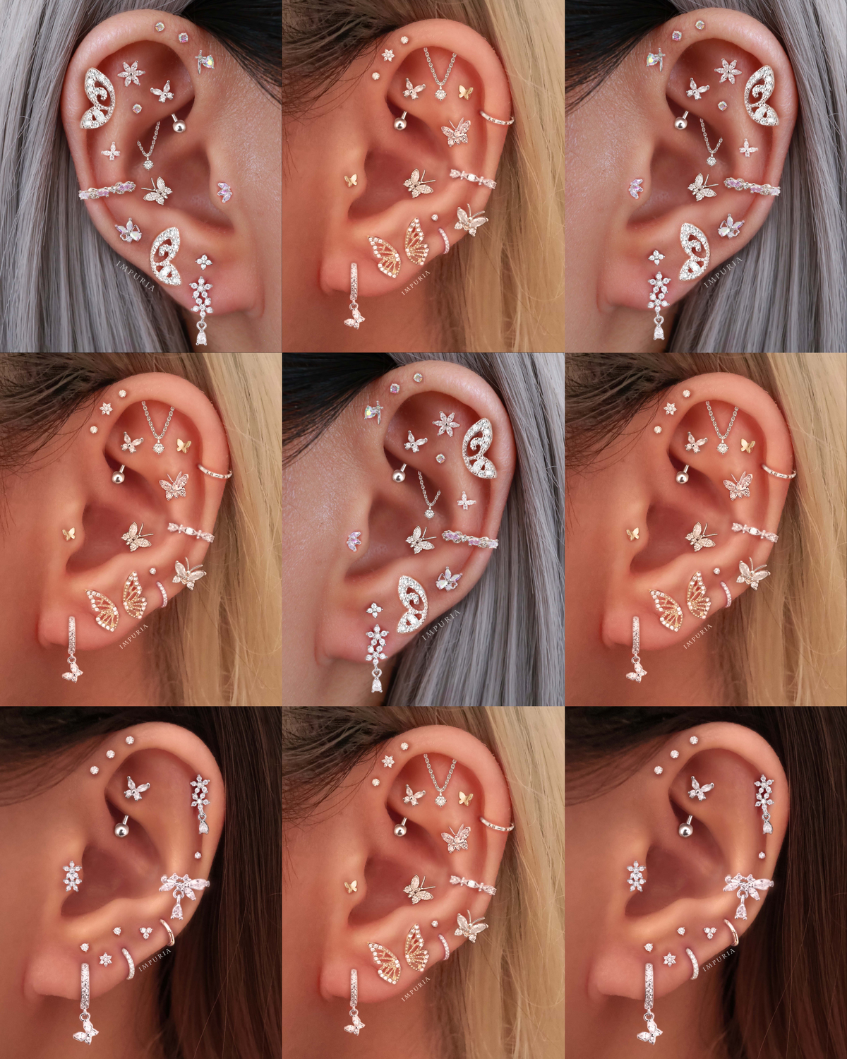 Pretty Butterfly Rook Earring Silver Curved Barbell - Multiple Ear Piercing Ideas for Women - www.Impuria.com #rookearring