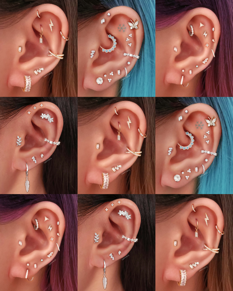Liz Triple Baguette Crystal Ear Piercing Earring Stud